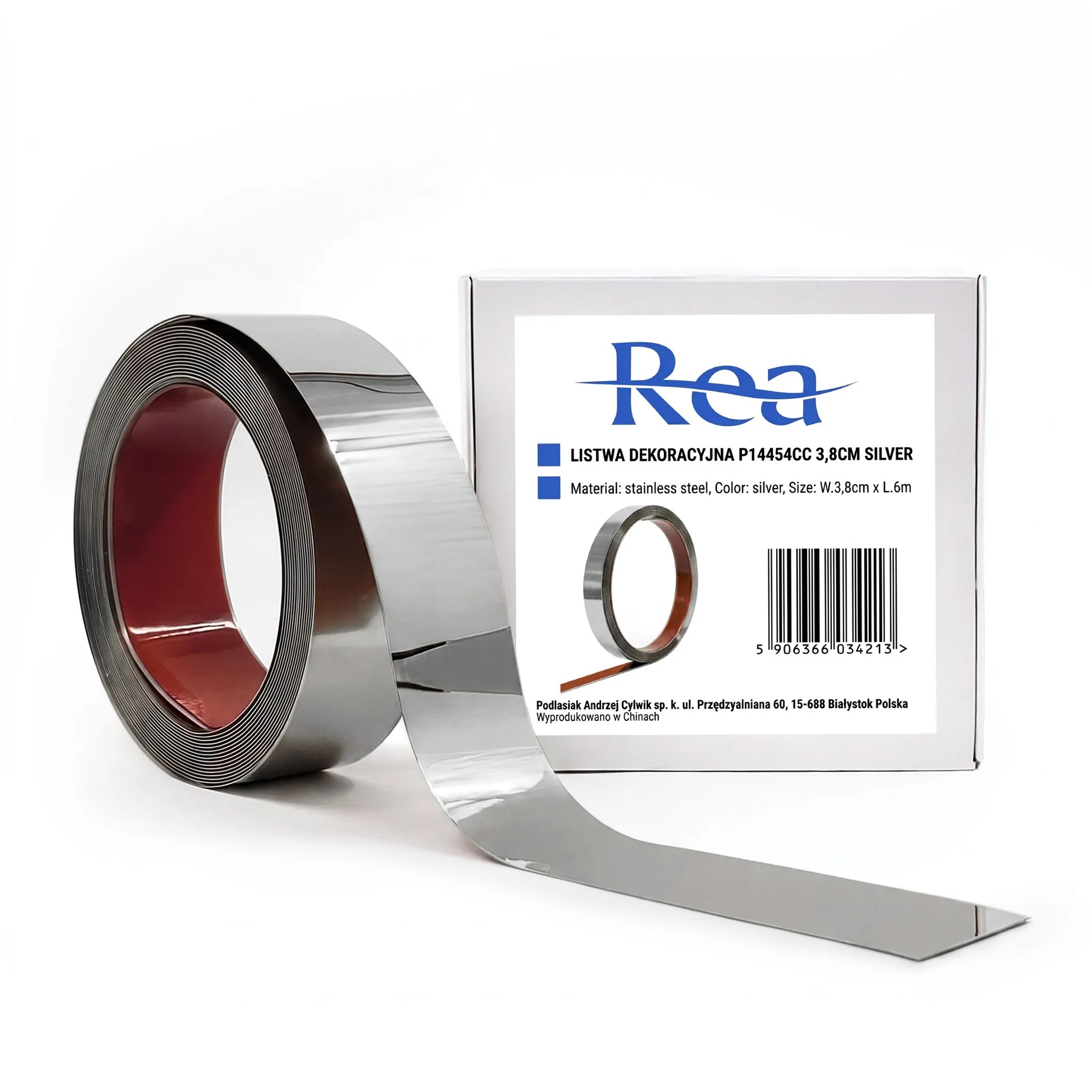 Lipni Dekoratyvinė Juostelė Rea P14454cc 3,8cm Sidabrinis aprašymas - Prekės nuotrauka