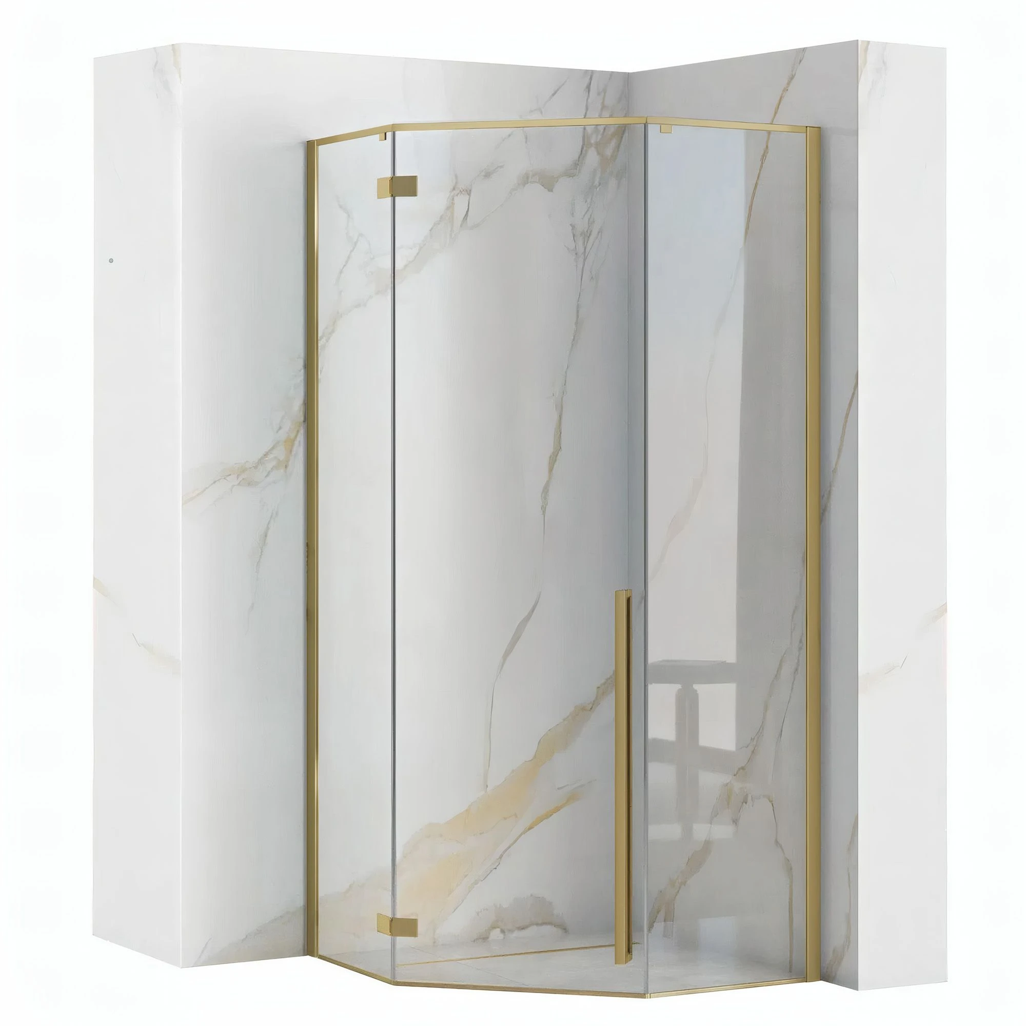 rea Medaus kabina DIAMOND 90x90 BRUSH GOLD aprašymas - Prekės nuotrauka
