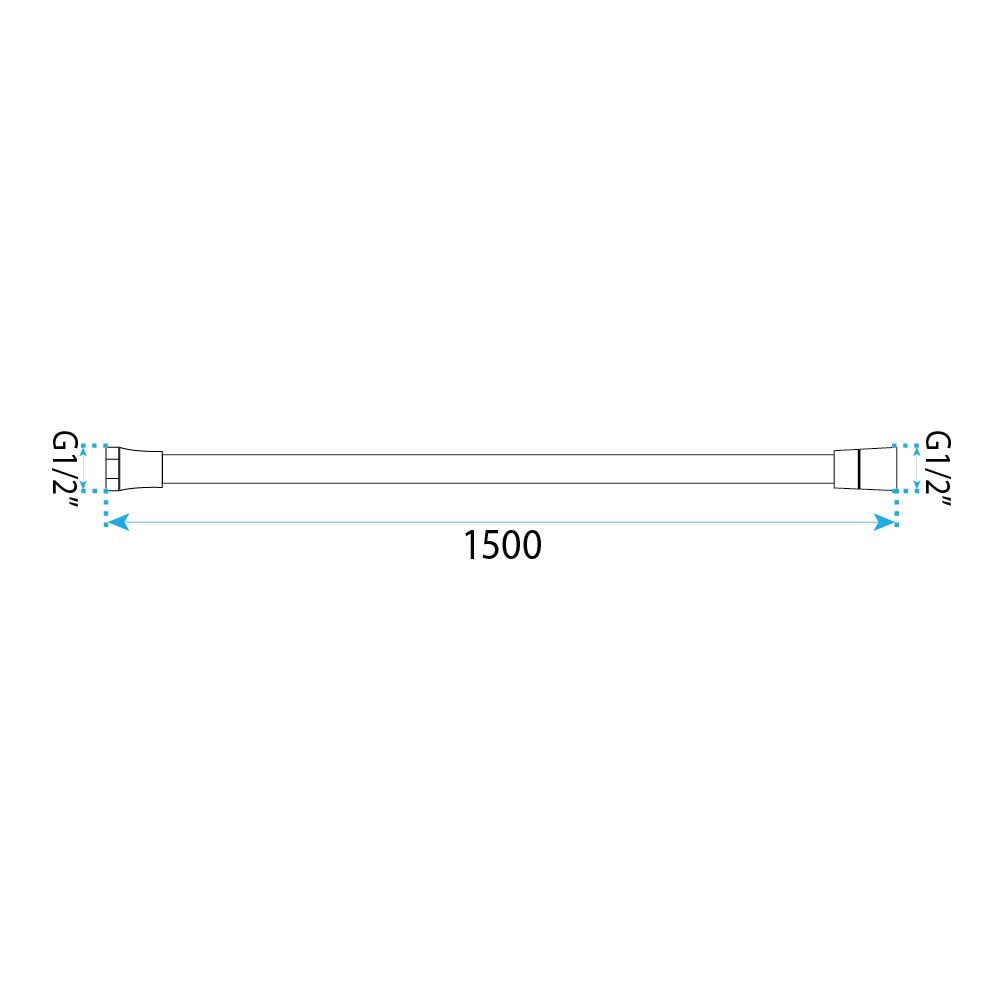 Nesisukanti dušo žarna Rea Chrome 150 cm aprašymas - Prekės nuotrauka