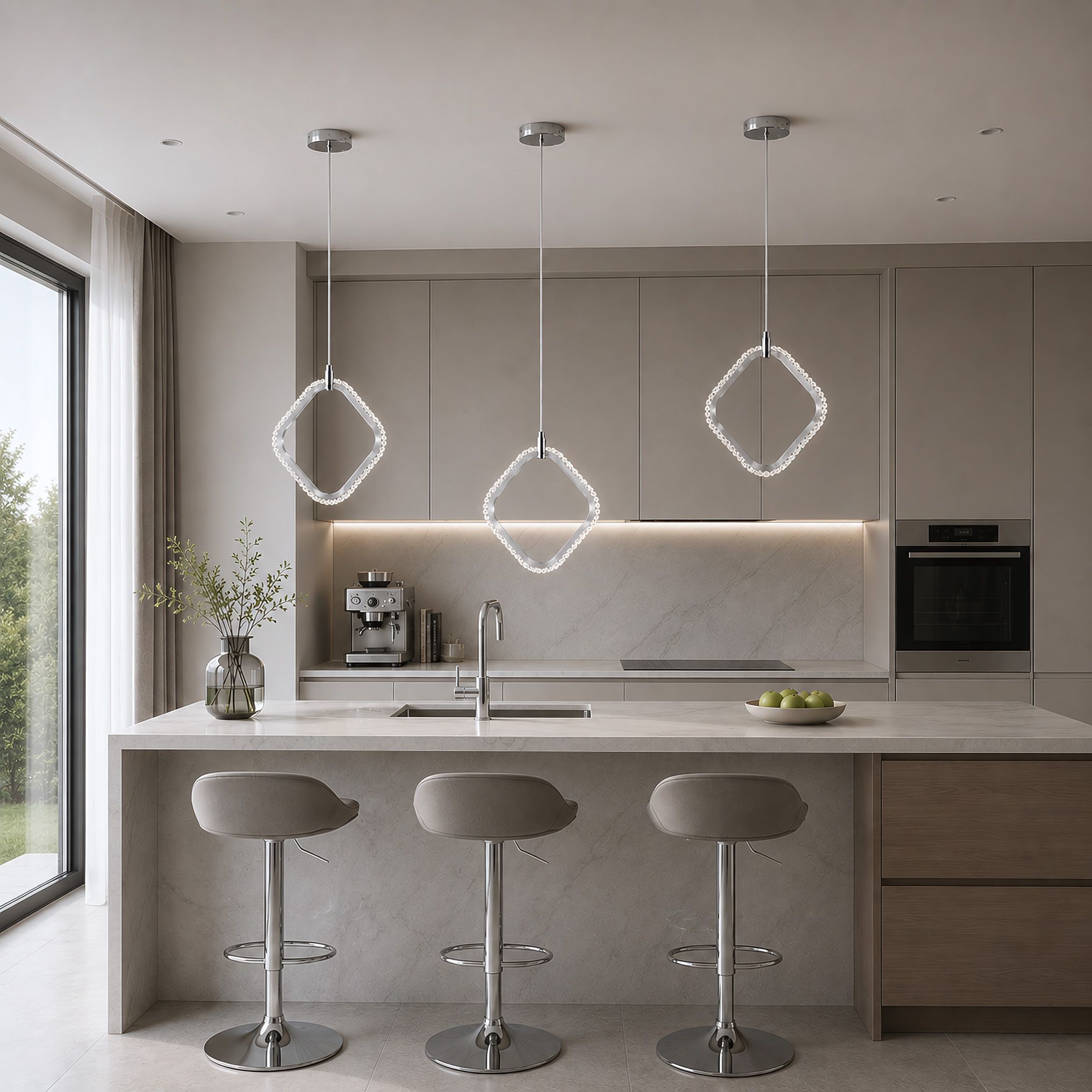 Pakabinamas šviestuvas Toolight Pakabinamas LED šviestuvas LHJ127-W Chromas aprašymas - Prekės nuotrauka