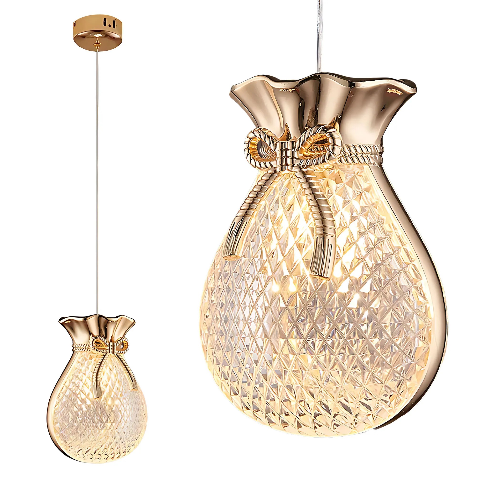 Pakabinamas šviestuvas Toolight Pakabinamas lubų šviestuvas LHJ107-1CP light rose auksinis aprašymas - Prekės nuotrauka