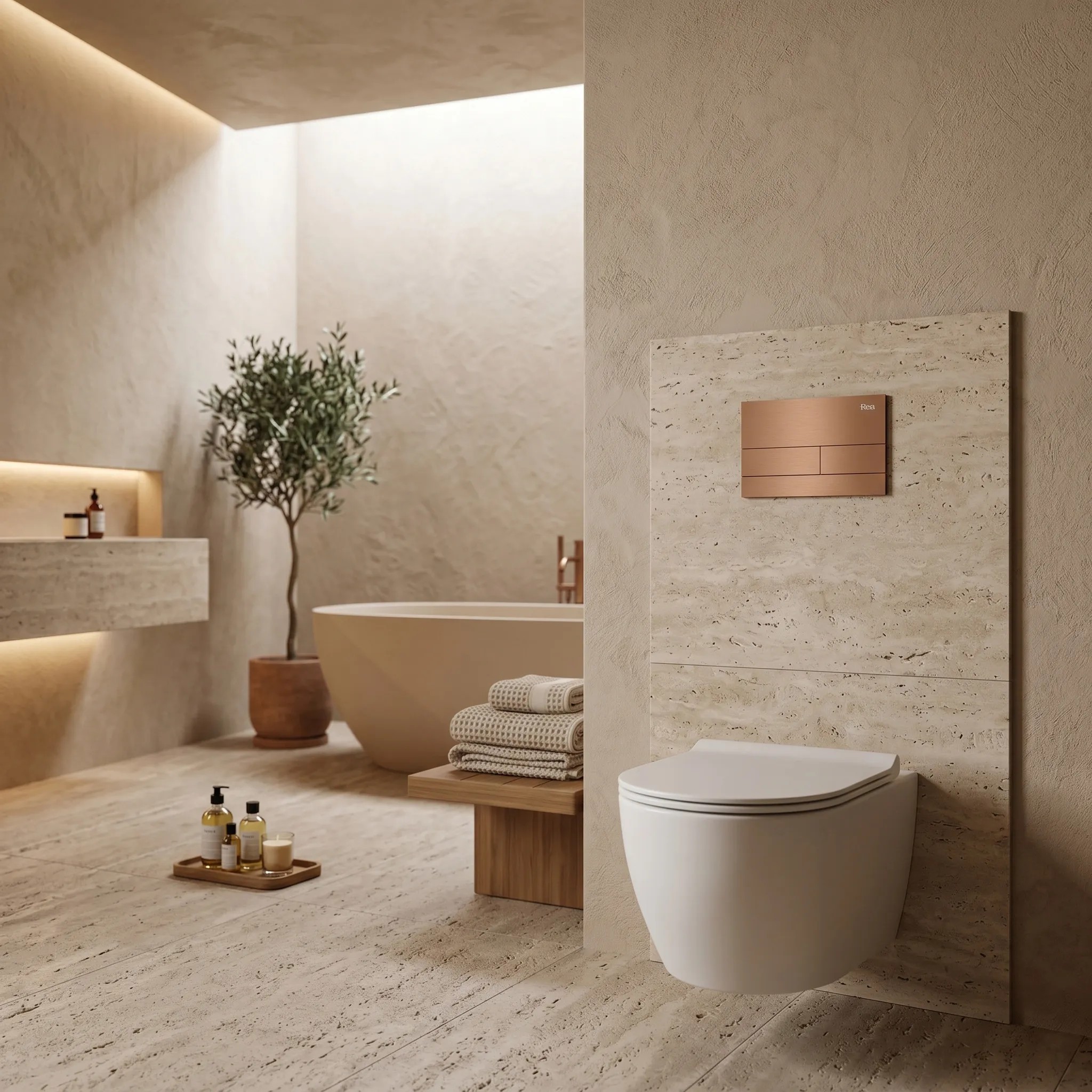 rea Potinkinis WC Rėmo Komplektas Slim 024N su T Copper Mygtuku aprašymas - Prekės nuotrauka