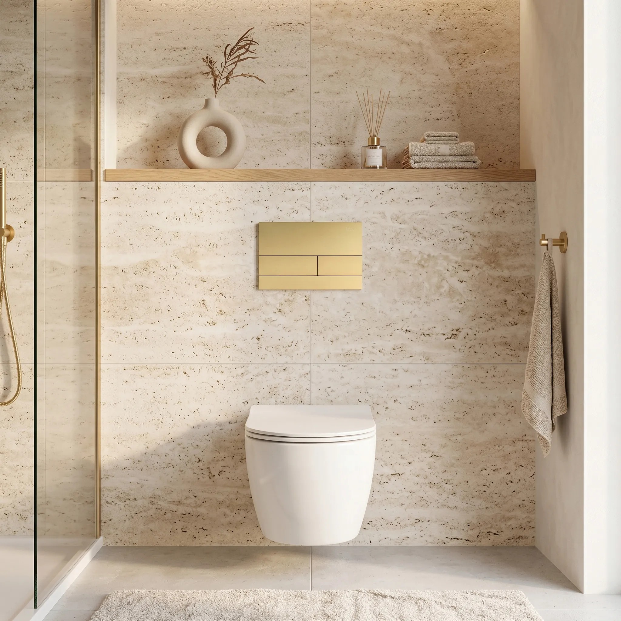 rea Potinkinis WC Rėmo Komplektas Slim 024N su T Gold Mygtuku aprašymas - Prekės nuotrauka