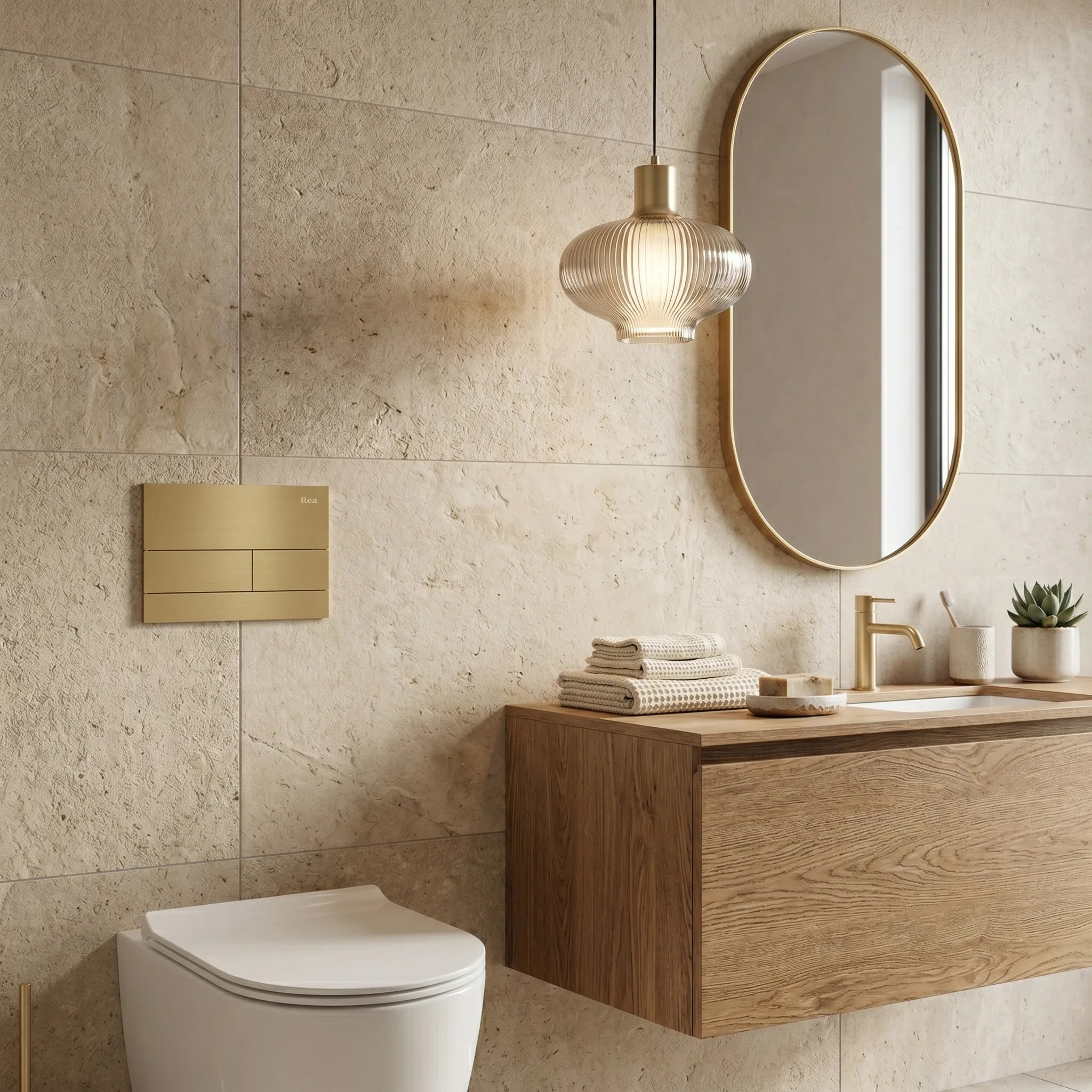 rea Potinkinis WC Rėmo Komplektas Slim 024N su T Gold Mygtuku aprašymas - Prekės nuotrauka