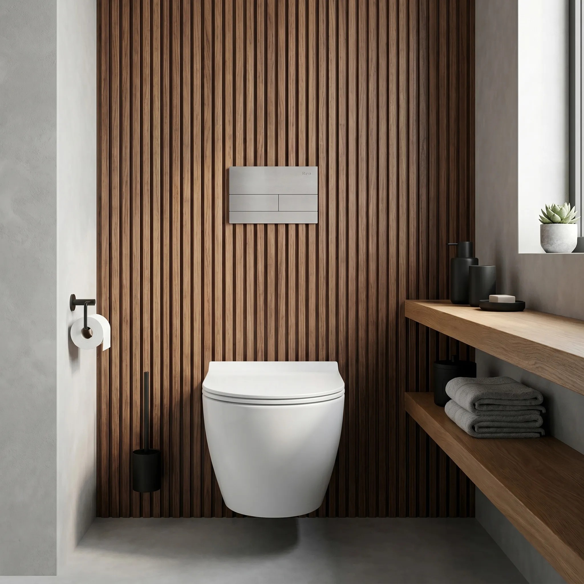 rea Potinkinis WC Rėmo Komplektas Slim 024N su T Steel Mygtuku aprašymas - Prekės nuotrauka