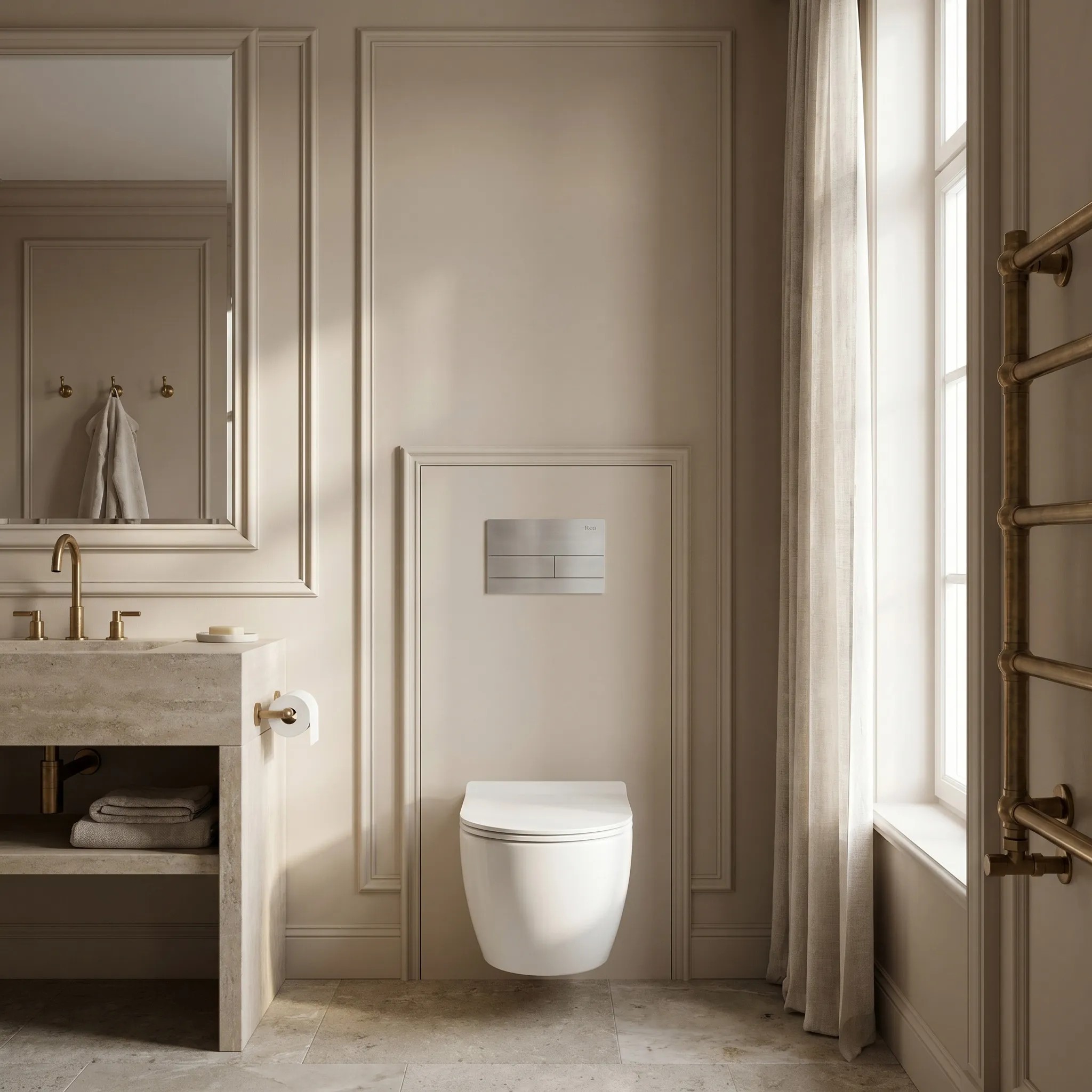 rea Potinkinis WC Rėmo Komplektas Slim 024N su T Steel Mygtuku aprašymas - Prekės nuotrauka