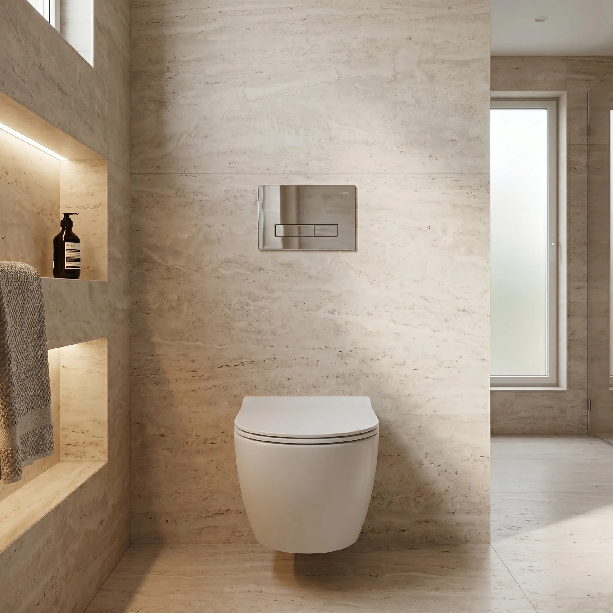 rea Potinkinis WC Rėmo Komplektas Slim 024N su HD Chrome Mygtuku aprašymas - Prekės nuotrauka