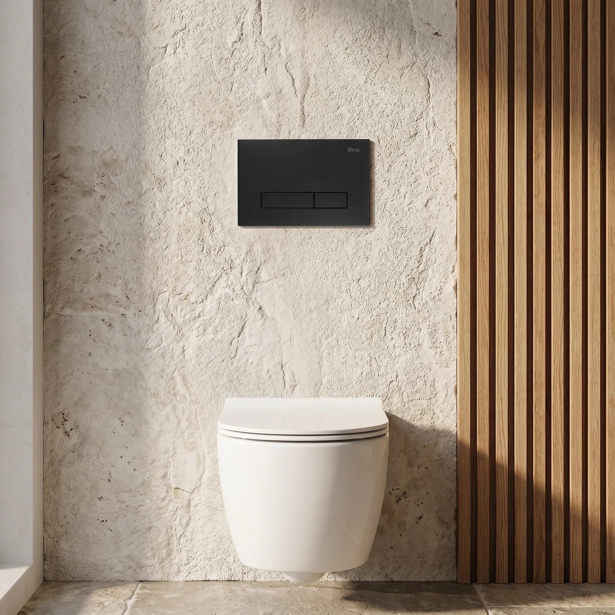 rea Potinkinis WC Rėmo Komplektas Slim 024N su HD Juodas Mygtuku aprašymas - Prekės nuotrauka