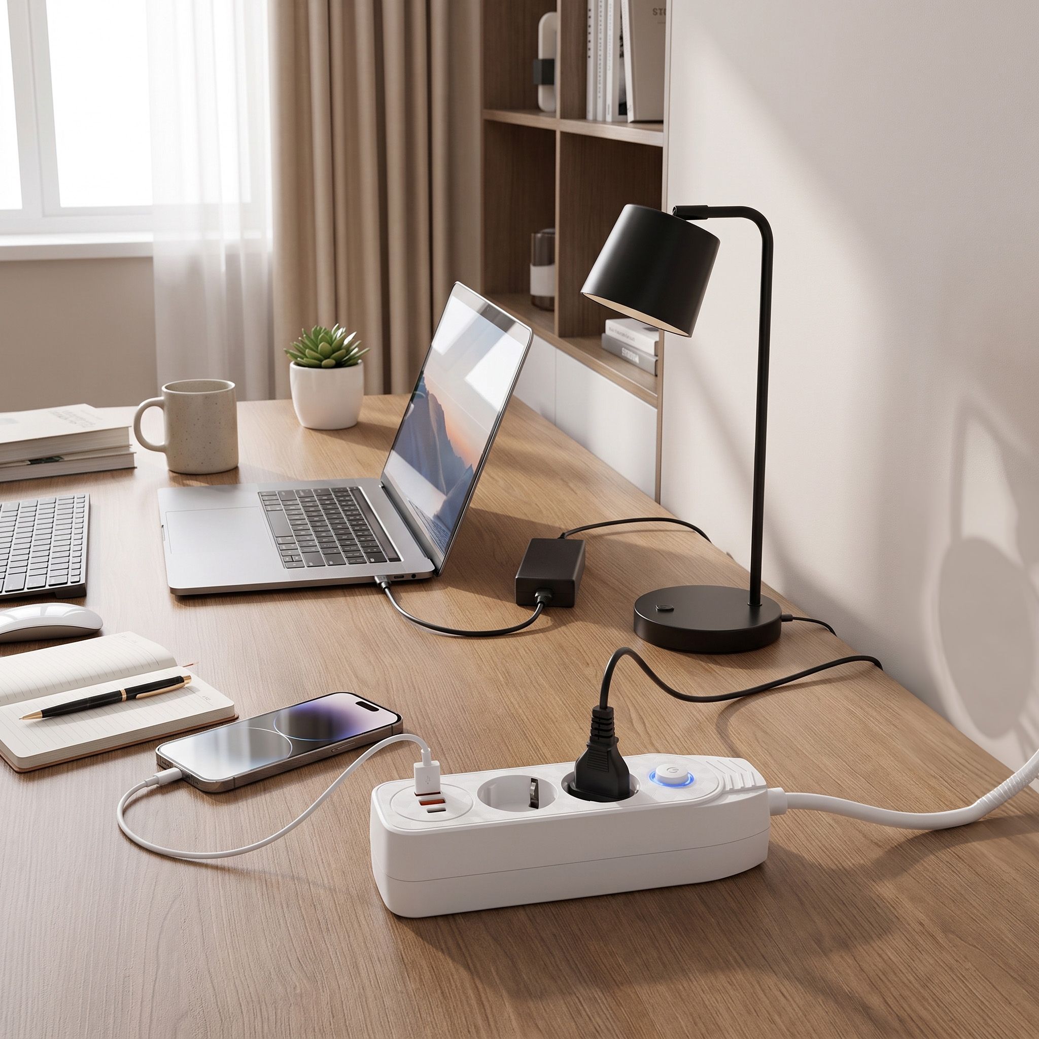 Toolight Prailgintuvas Maitinimo Blokas 2 Lizdai + 2x Usb-a + Usb-c Jnh024-3b Baltas aprašymas - Prekės nuotrauka