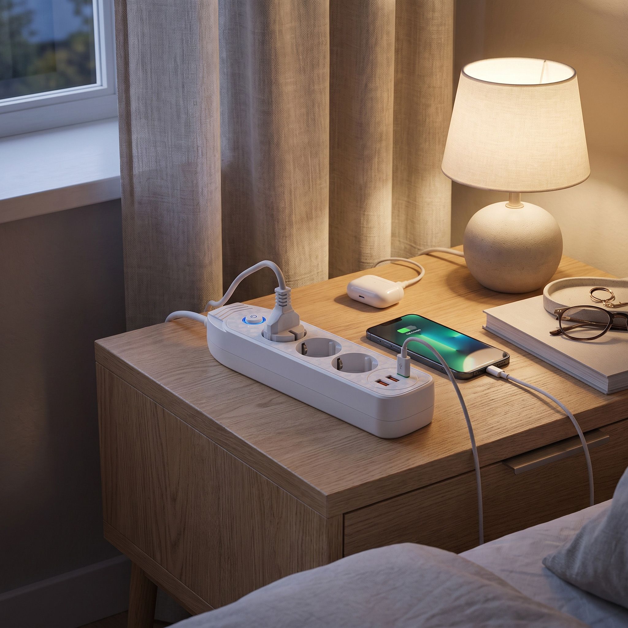 Toolight Prailgintuvas Maitinimo Blokas 3 Lizdai + 2x Usb-a + Usb-c Jnh024-3b Baltas aprašymas - Prekės nuotrauka