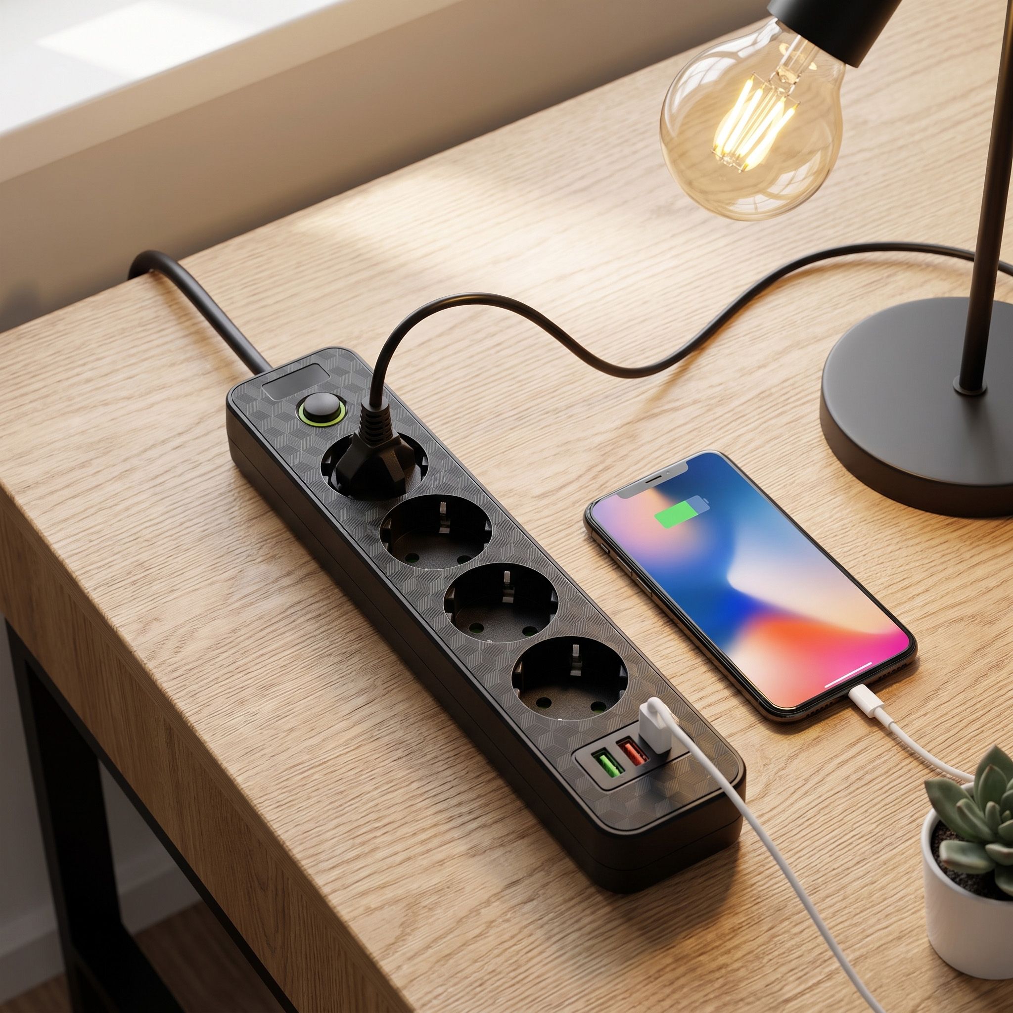 Toolight Prailgintuvas Maitinimo Blokas 4 Lizdai + 2x Usb-a + Usb-c Jnh021-4a Juodas aprašymas - Prekės nuotrauka