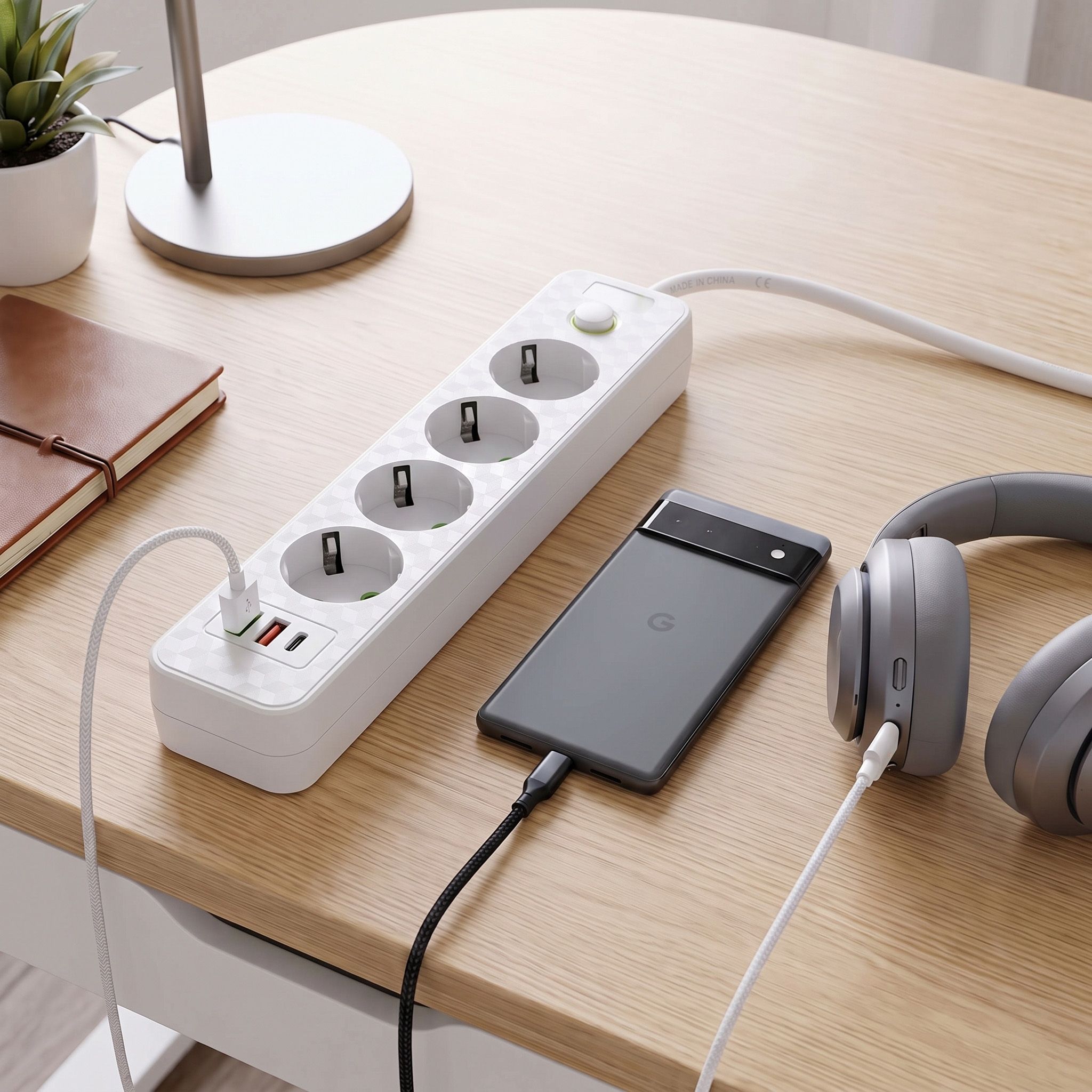 Toolight Prailgintuvas Maitinimo Blokas 4 Lizdai + 2x Usb-a + Usb-c Jnh021-4a Baltas aprašymas - Prekės nuotrauka