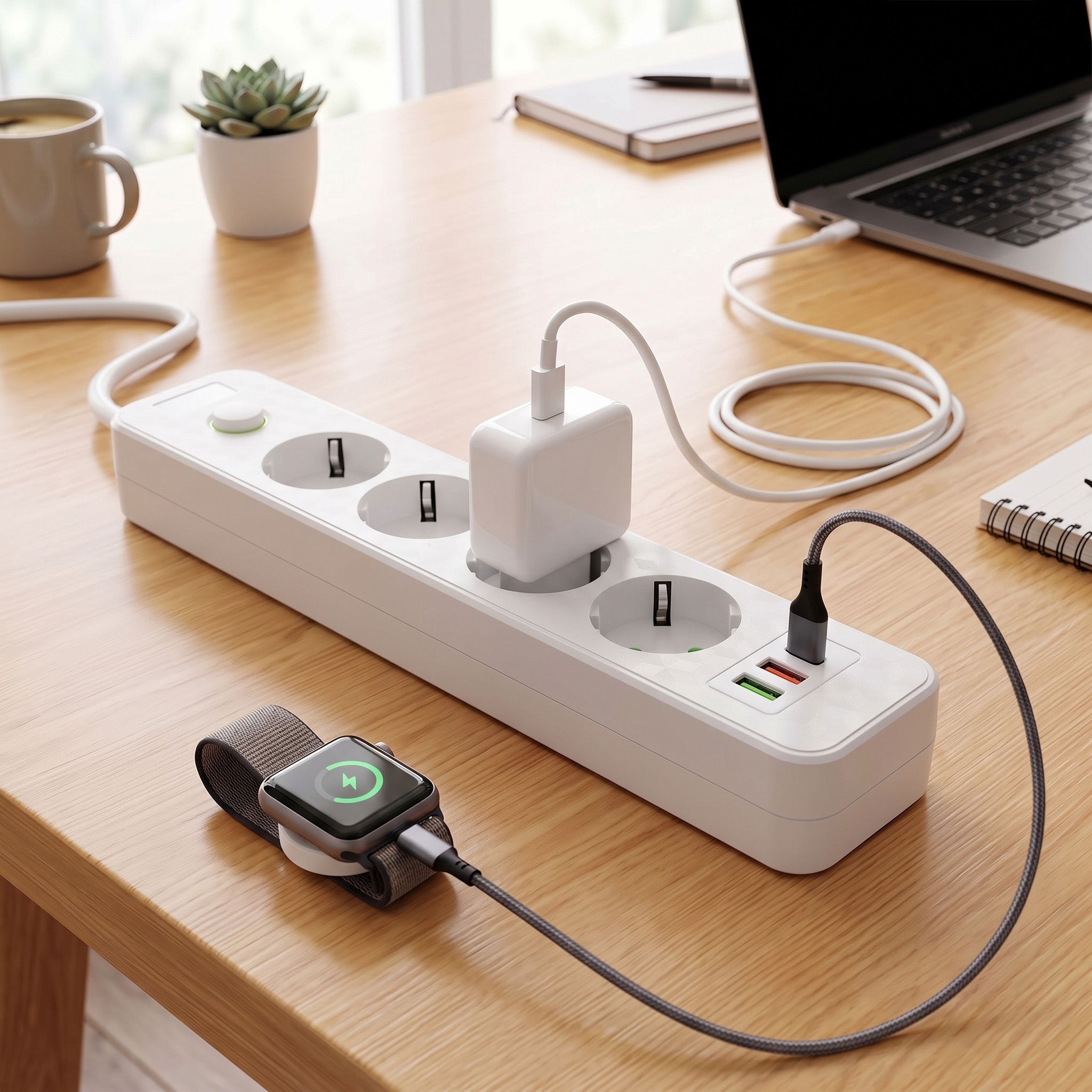 Toolight Prailgintuvas Maitinimo Blokas 4 Lizdai + 2x Usb-a + Usb-c Jnh021-4a Baltas aprašymas - Prekės nuotrauka