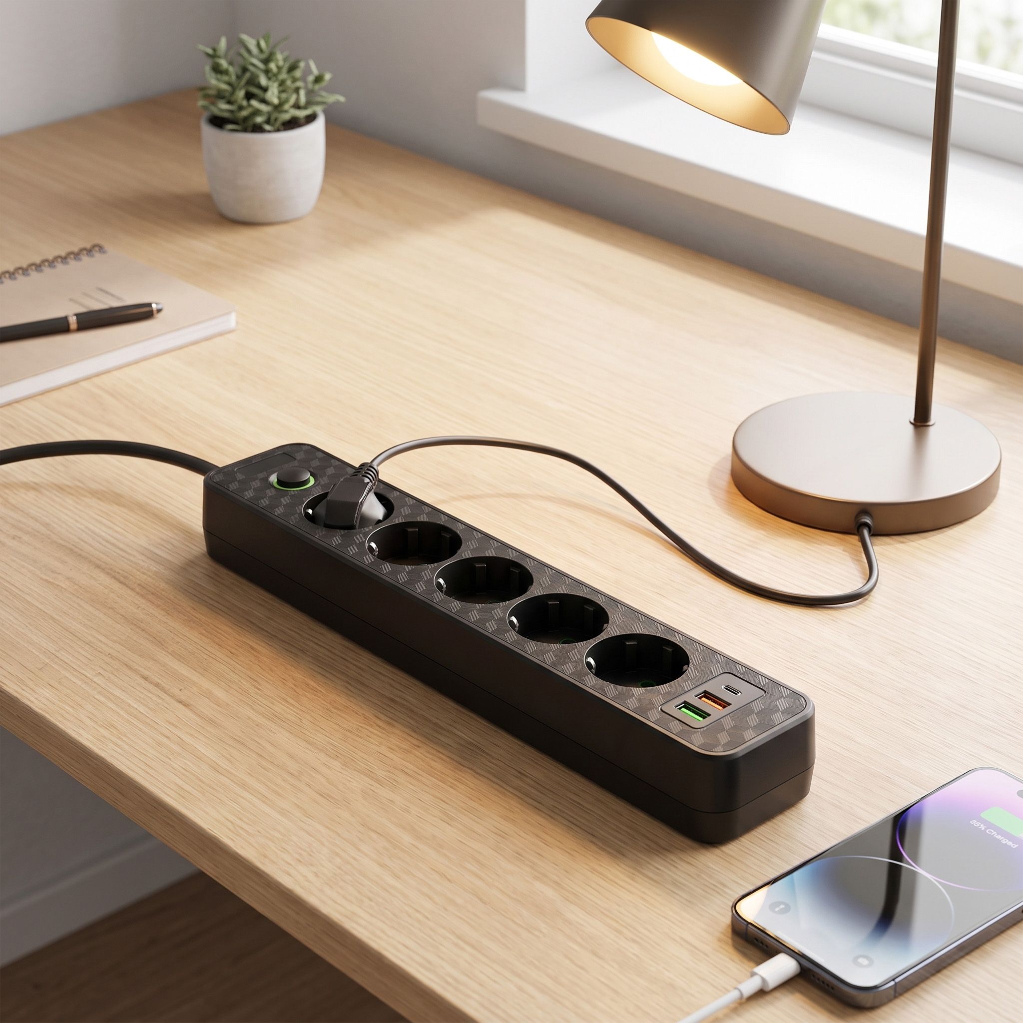 Toolight Prailgintuvas Maitinimo Blokas 5 Lizdai + 2x Usb-a + Usb-c Rea Jnh022-5a Juodas aprašymas - Prekės nuotrauka