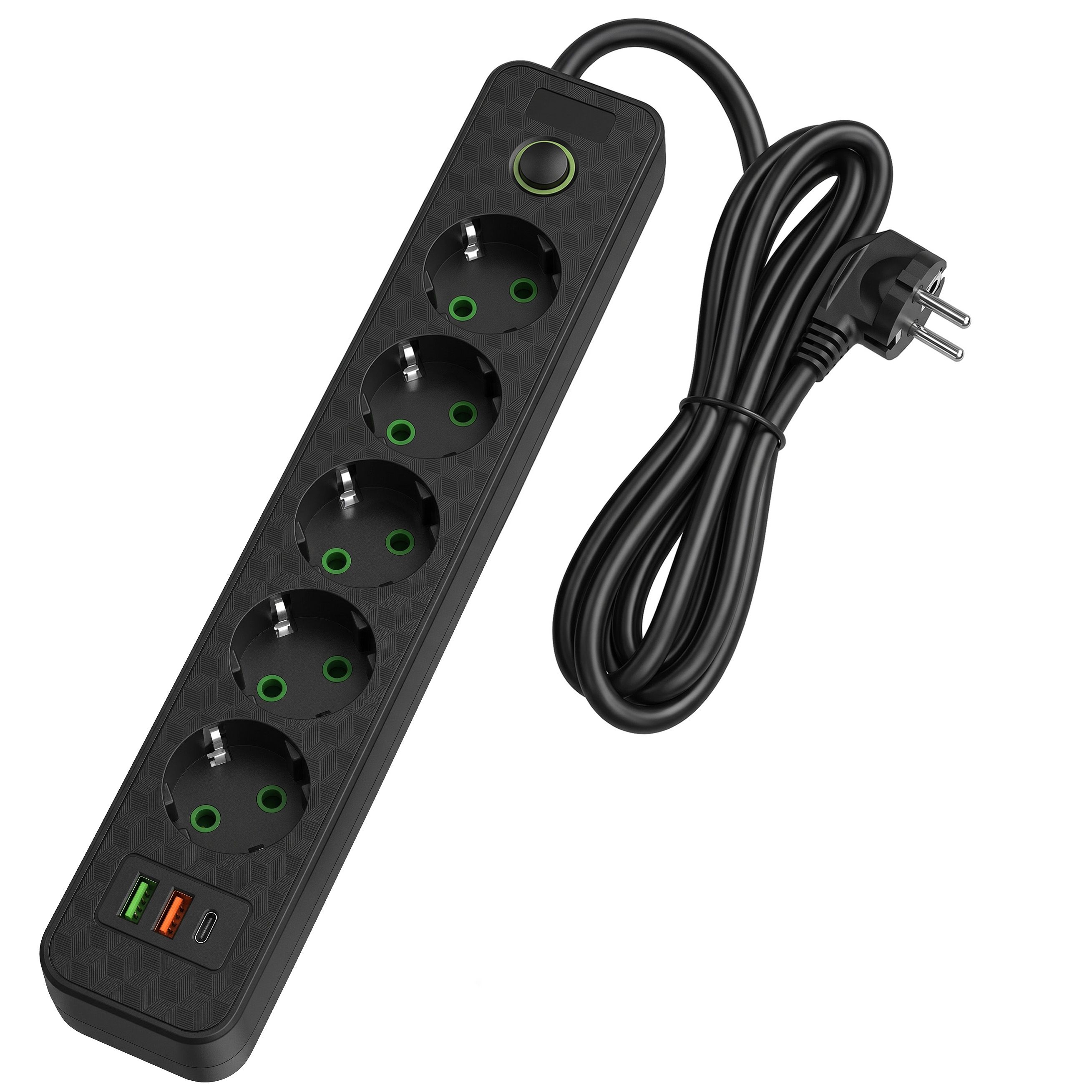 Toolight Prailgintuvas Maitinimo Blokas 5 Lizdai + 2x Usb-a + Usb-c Rea Jnh022-5a Juodas aprašymas - Prekės nuotrauka