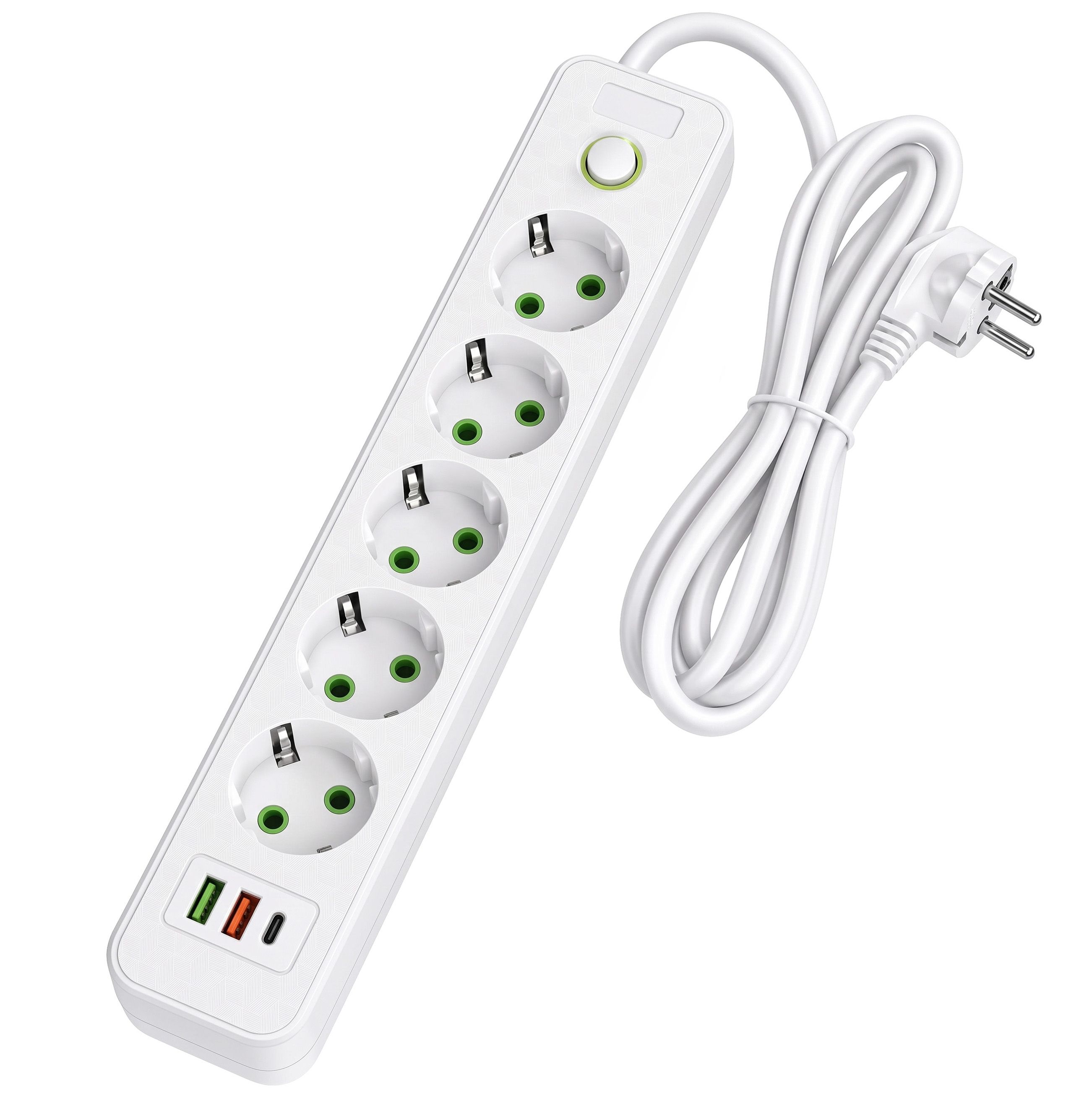 Toolight Prailgintuvas Maitinimo Blokas 5 Lizdai + 2x Usb-a + Usb-c Jnh022-5a Baltas aprašymas - Prekės nuotrauka