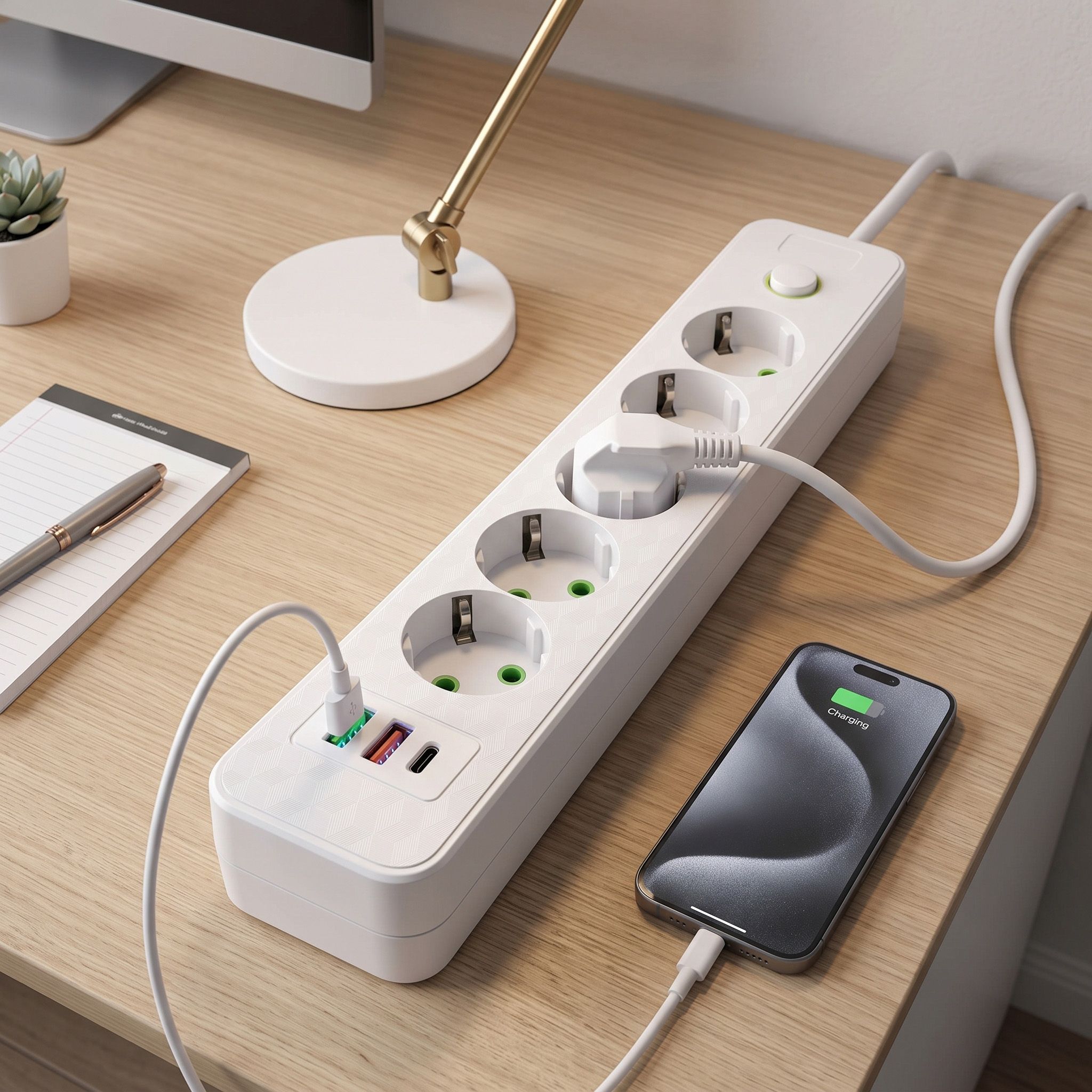 Toolight Prailgintuvas Maitinimo Blokas 5 Lizdai + 2x Usb-a + Usb-c Jnh022-5a Baltas aprašymas - Prekės nuotrauka