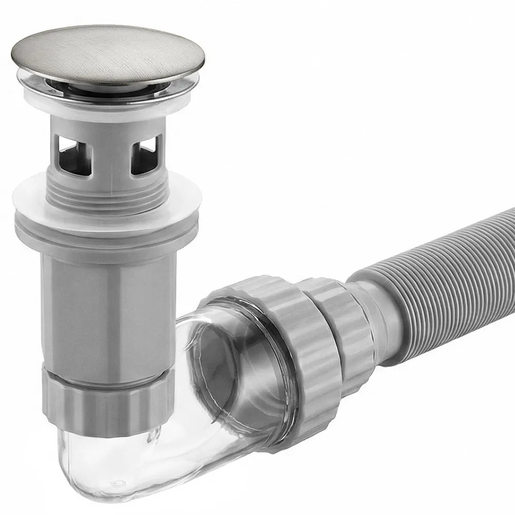 Praustuvo Sifonas Su „click-clack“ Vožtuvu Rea Flow Nickel aprašymas - Prekės nuotrauka