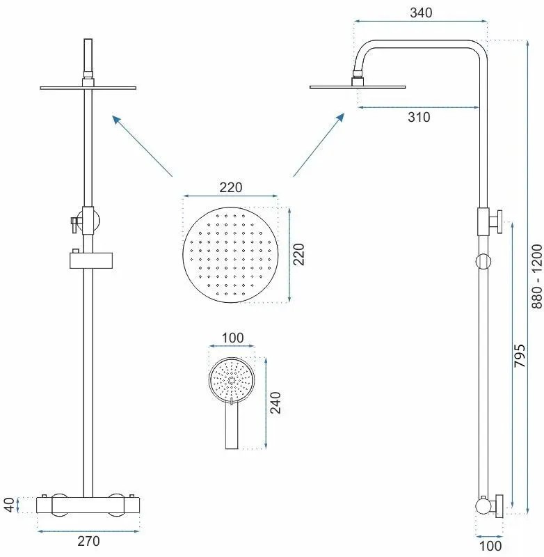 Purškimo rinkinys su termostatu Rea Parot Light Copper aprašymas - Prekės nuotrauka