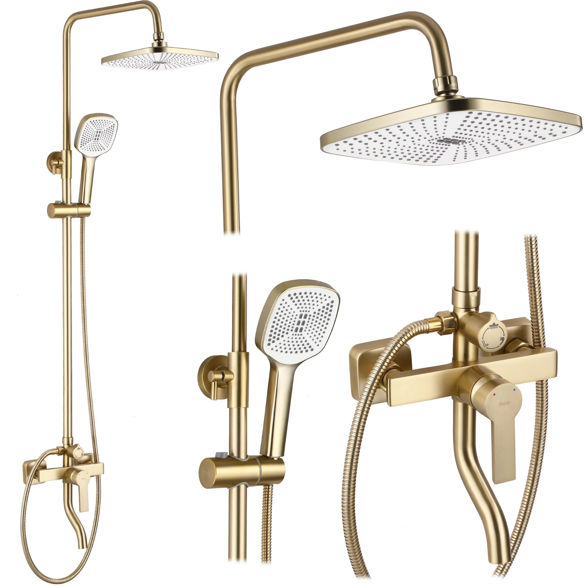 REA ARGUS BRUSHED GOLD dušo komplektas aprašymas - Prekės nuotrauka