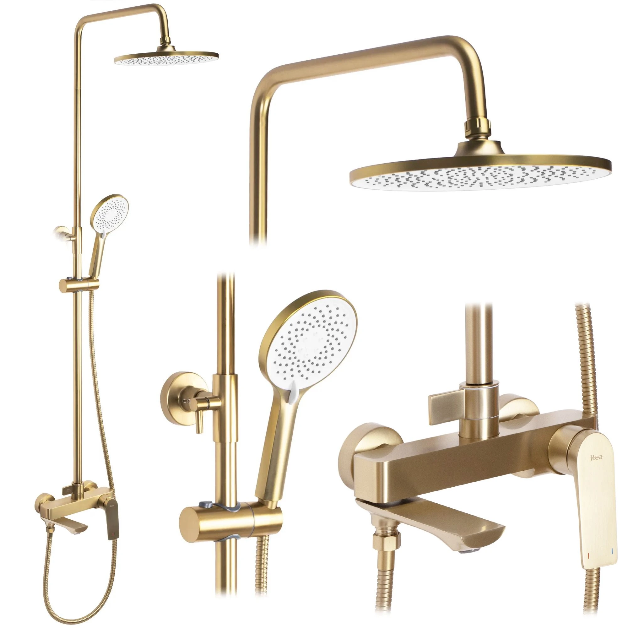 REA AVALON BRUSHED GOLD dušo komplektas aprašymas - Prekės nuotrauka