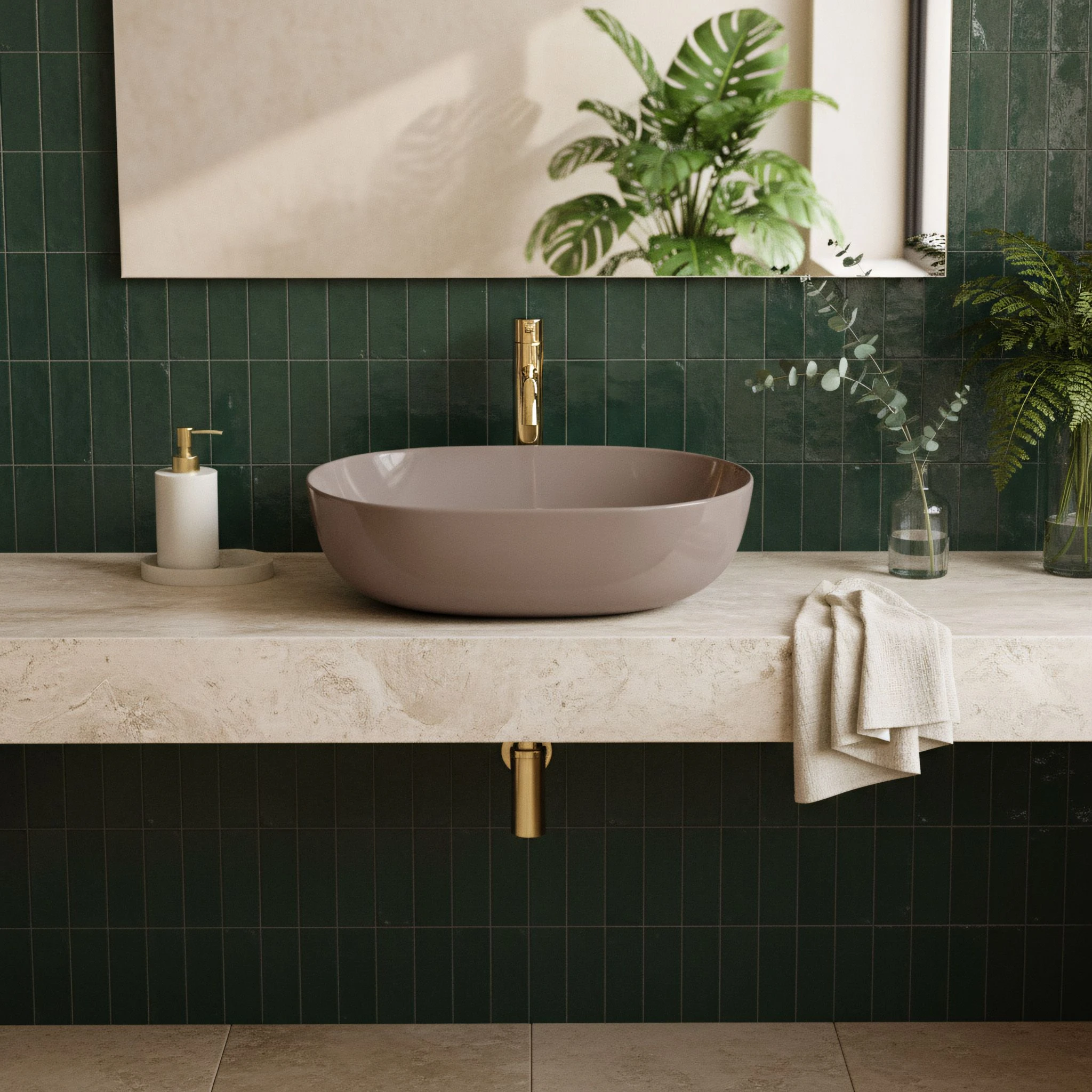 Rea Lisa rusvai gelsvas Shiny praustuvas ant stalo aprašymas - Prekės nuotrauka
