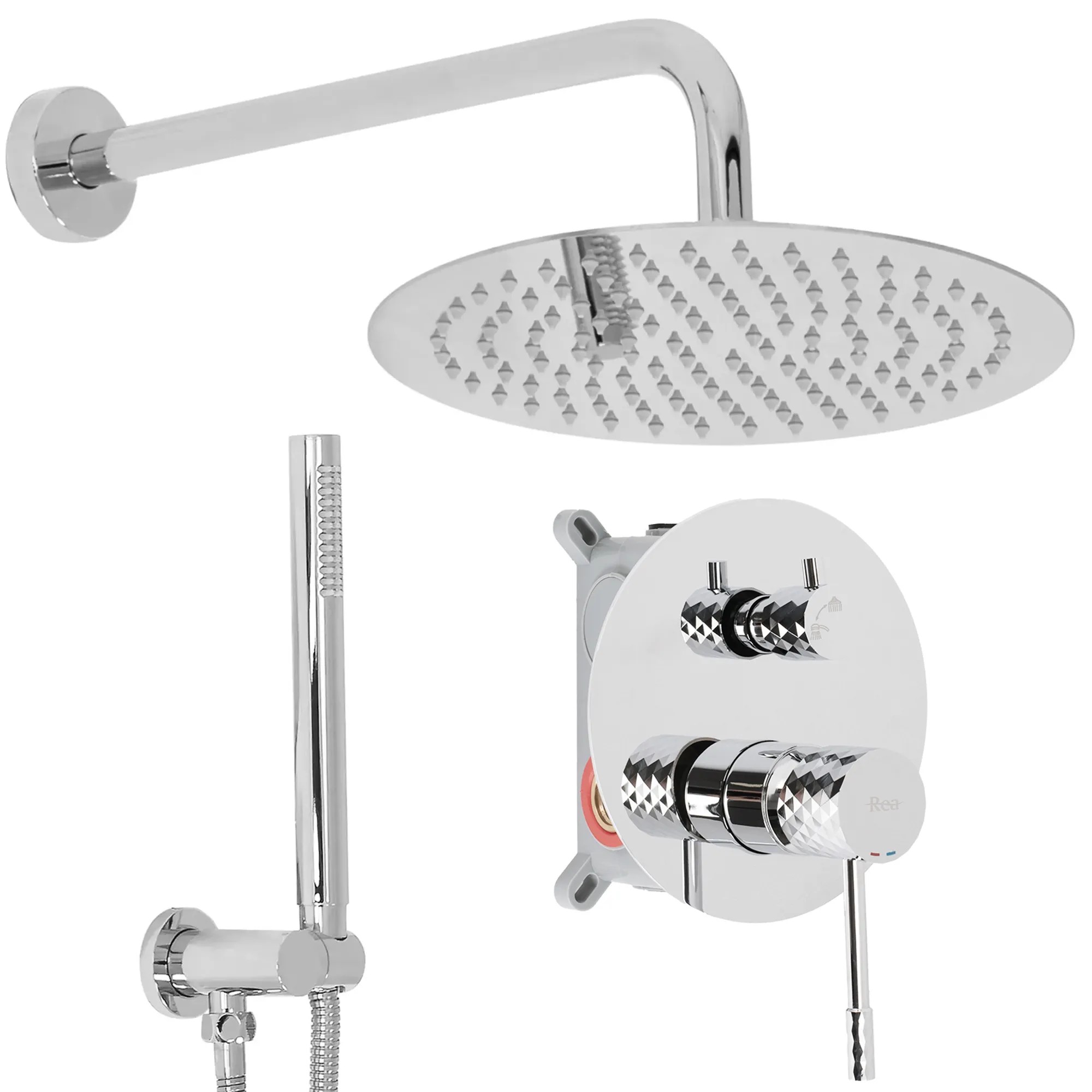 Rea Lungo Diamond Chrome juodas paslėptas dušo rinkinys + DĖŽUTĖ aprašymas - Prekės nuotrauka