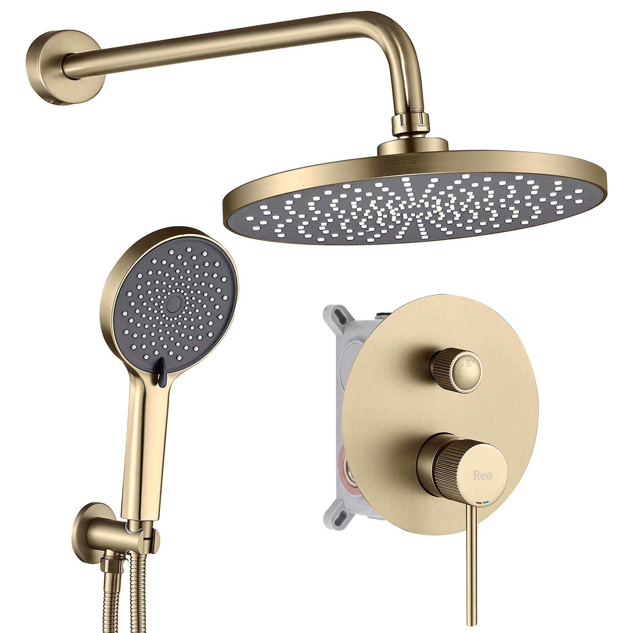Rea Lungo Stripe Gold juodas paslėptas dušo rinkinys + DĖŽUTĖ aprašymas - Prekės nuotrauka