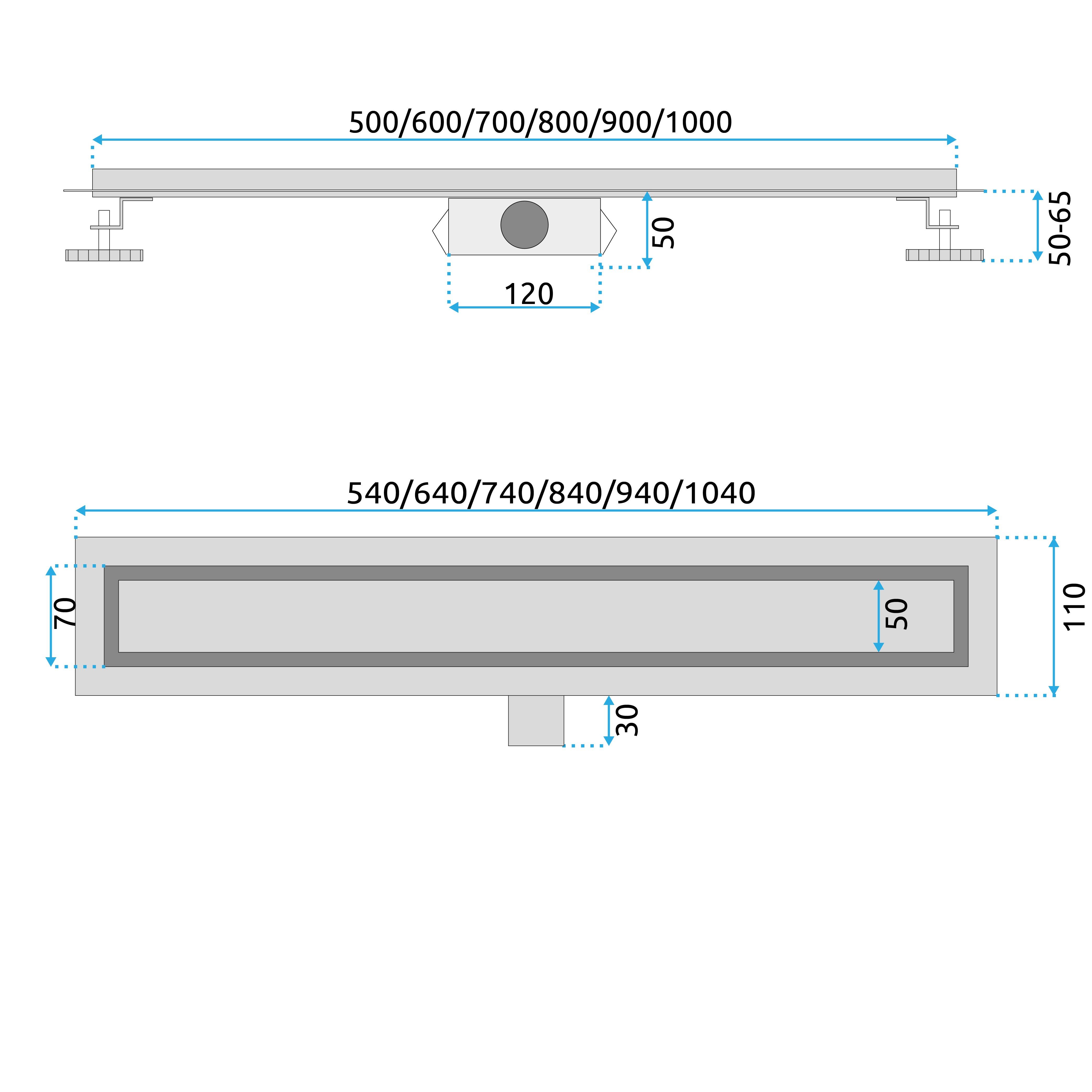 REA Neox Juodas 70 Linear Drain aprašymas - Prekės nuotrauka