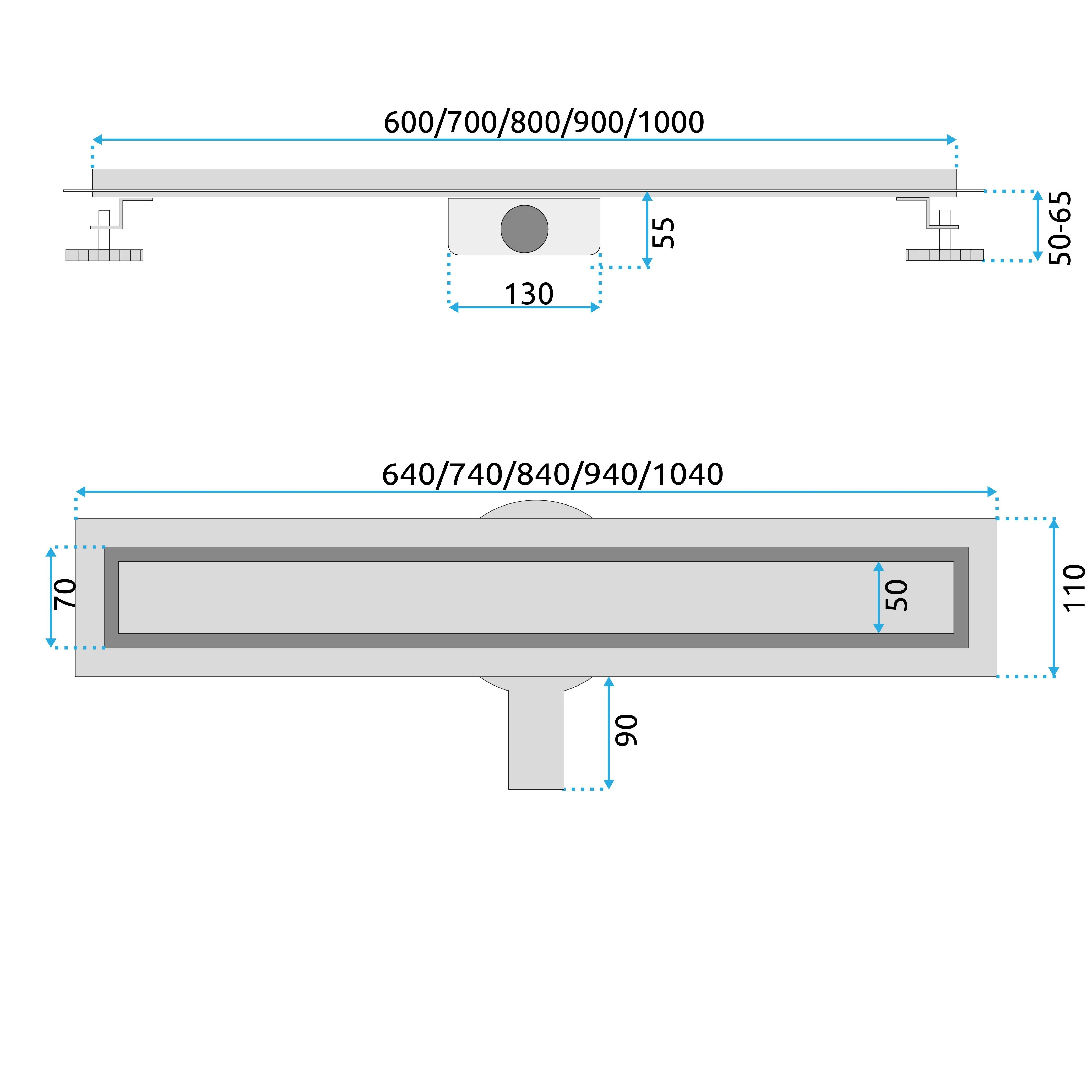 REA Neox pro Linear Drain Juodas 70 aprašymas - Prekės nuotrauka