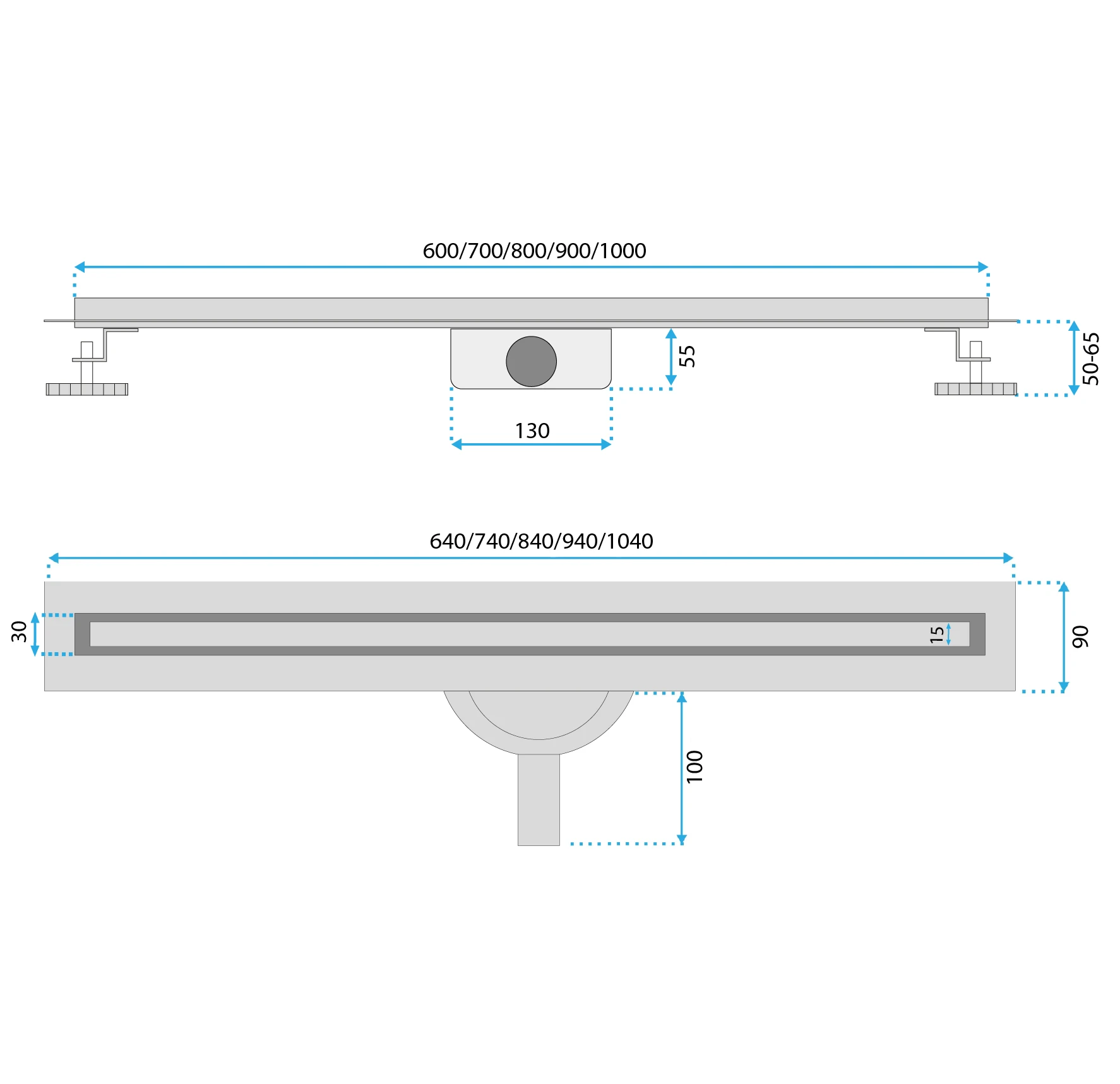 REA Neox Slim pro Linear Drain Juodas 50 aprašymas - Prekės nuotrauka