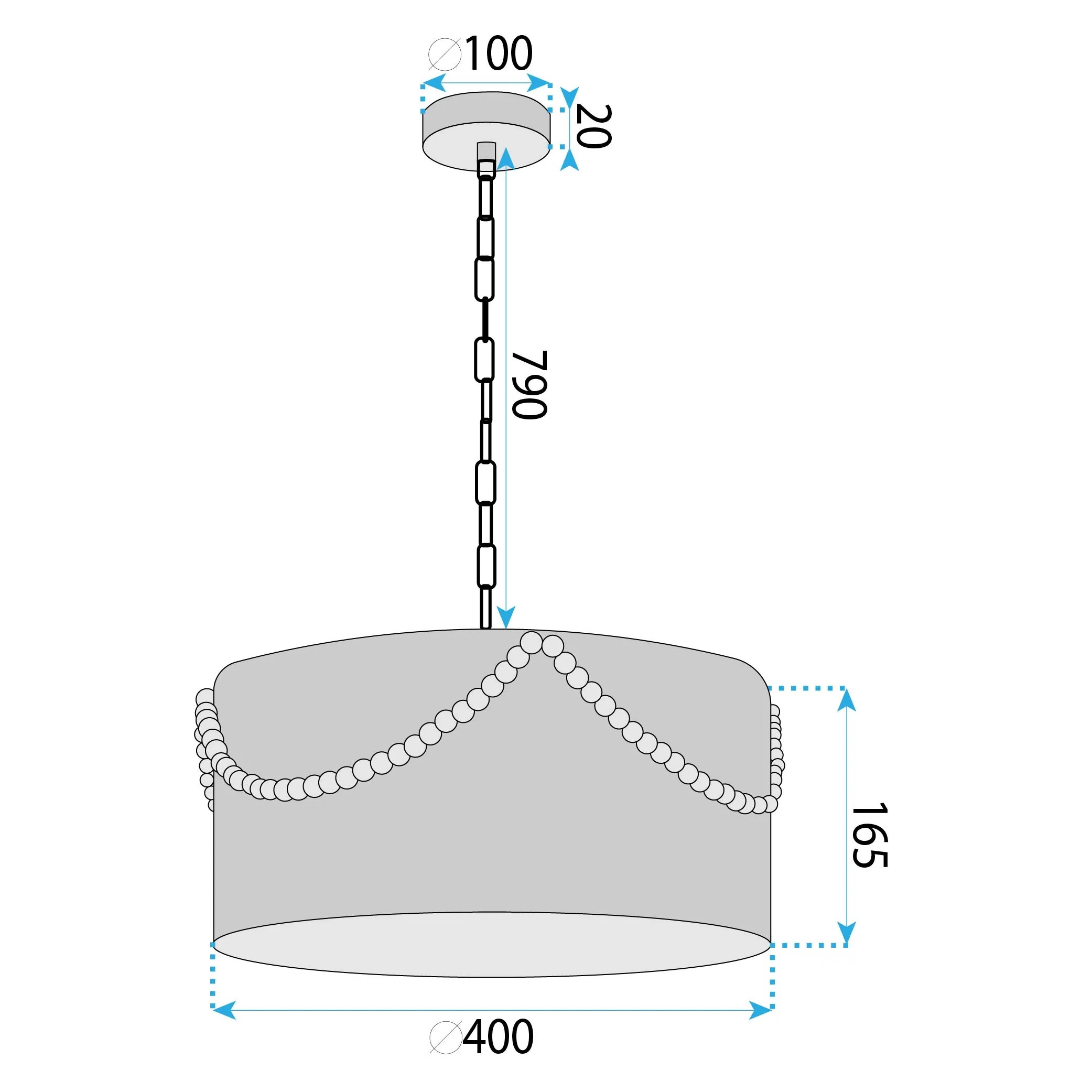 Pakabinamas šviestuvas Toolight Šviestuvas APP1741-1CP 40 cm aprašymas - Prekės nuotrauka