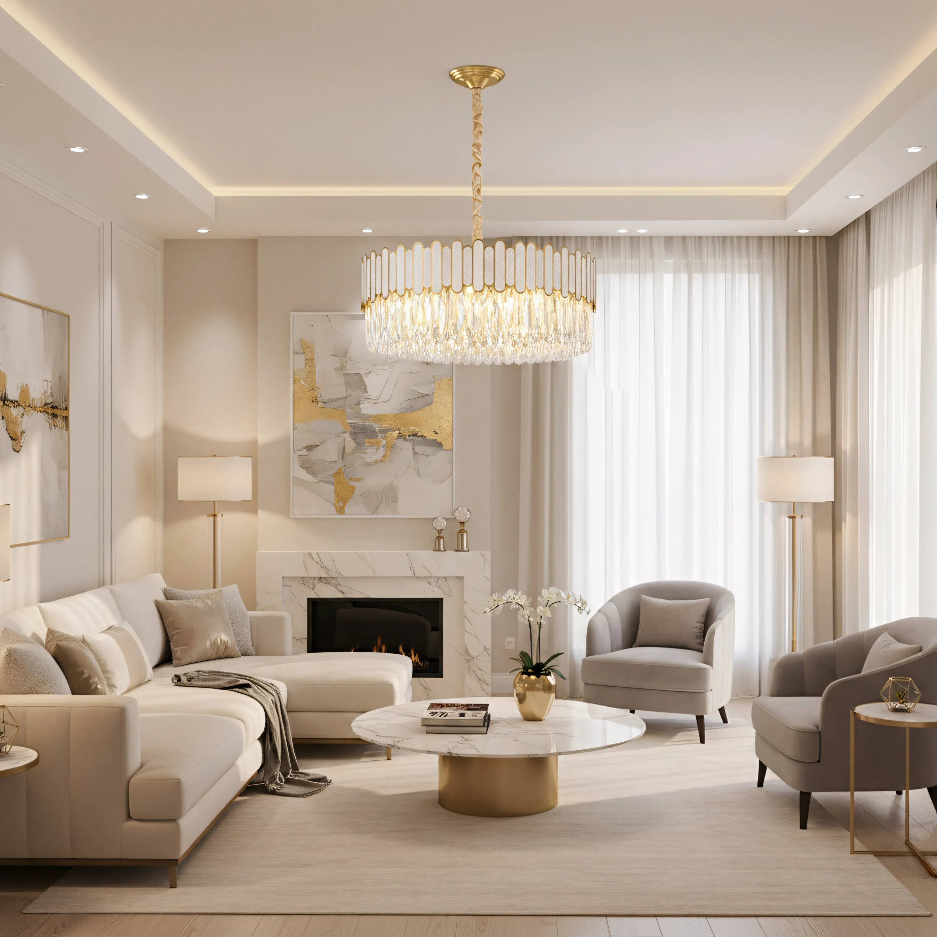 Pakabinamas šviestuvas Toolight Šviestuvas APP1747-8CP 60 cm Gold aprašymas - Prekės nuotrauka