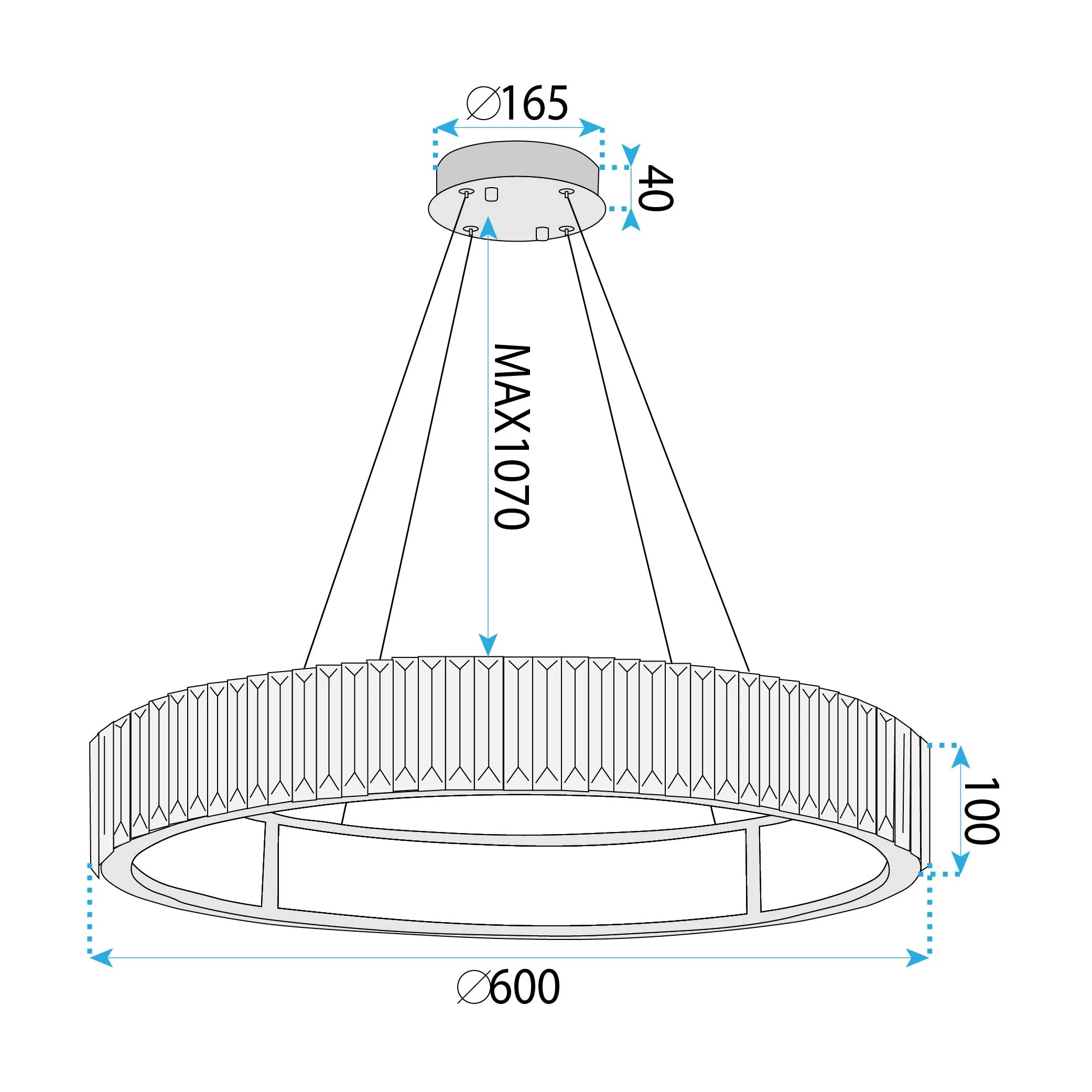 Pakabinamas šviestuvas Toolight Šviestuvas APP1748-CP 60CM aprašymas - Prekės nuotrauka