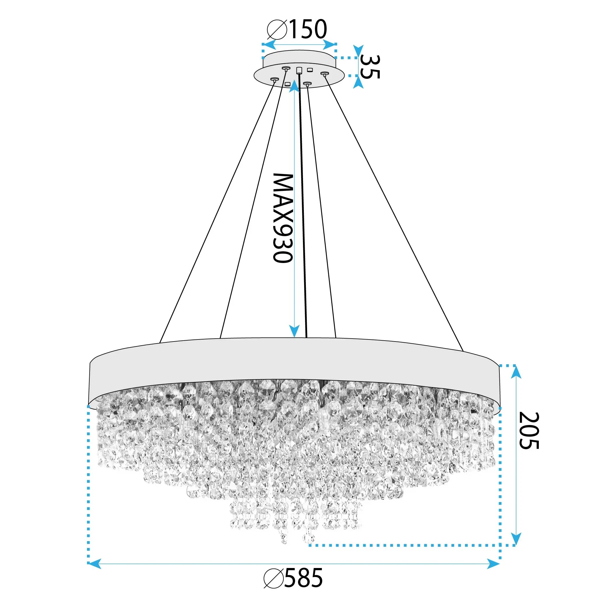 Lubinis šviestuvas Toolight Šviestuvas APP1787-16CP 60 Cm Gold aprašymas - Prekės nuotrauka