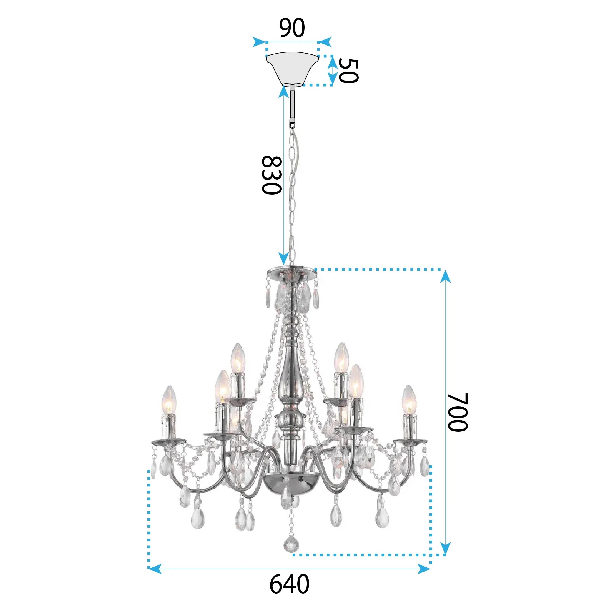 Pakabinamas šviestuvas Toolight Šviestuvas EBT016-9CP CHROME aprašymas - Prekės nuotrauka