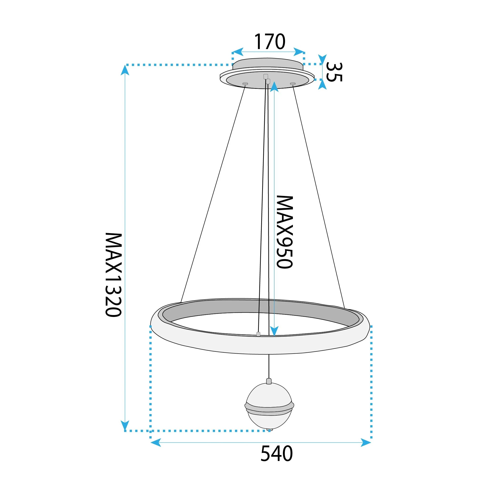 Pakabinamas šviestuvas Toolight Šviestuvas G142-CP 50cm GOLD aprašymas - Prekės nuotrauka