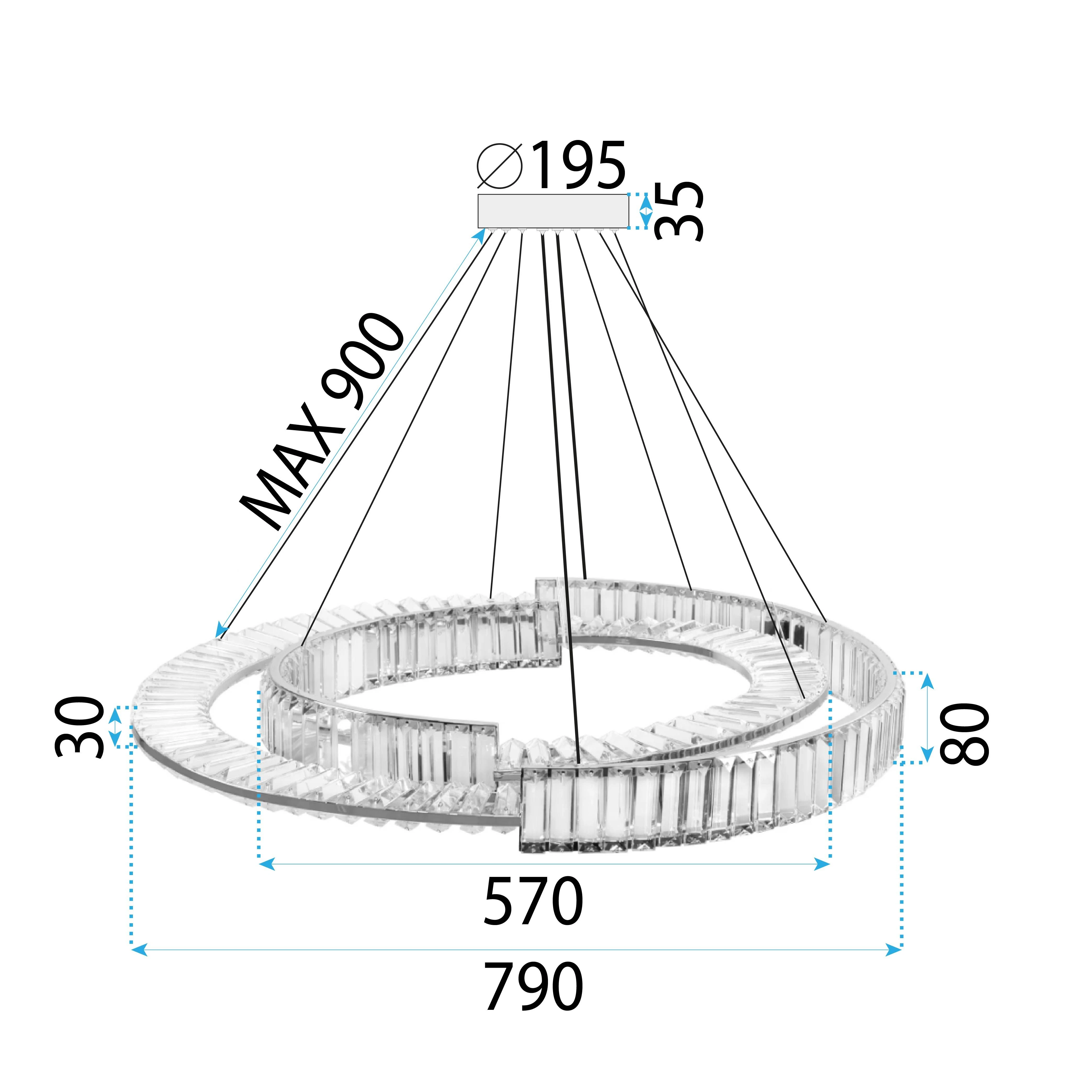 Pakabinamas šviestuvas Toolight Šviestuvas LED APP1525-CP60/80 CHROME aprašymas - Prekės nuotrauka
