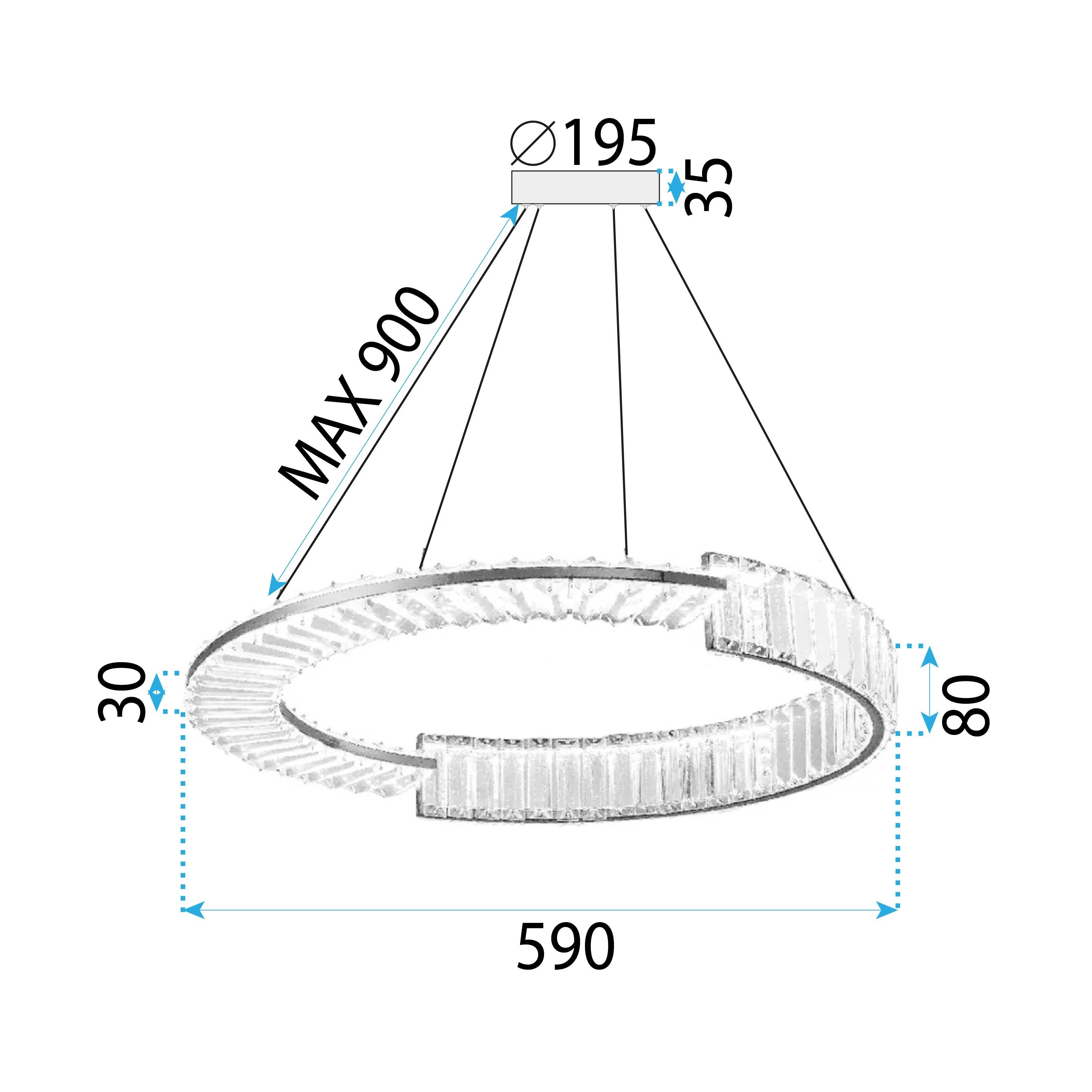 Pakabinamas šviestuvas Toolight Šviestuvas LED APP1529-CP60 CHROME aprašymas - Prekės nuotrauka