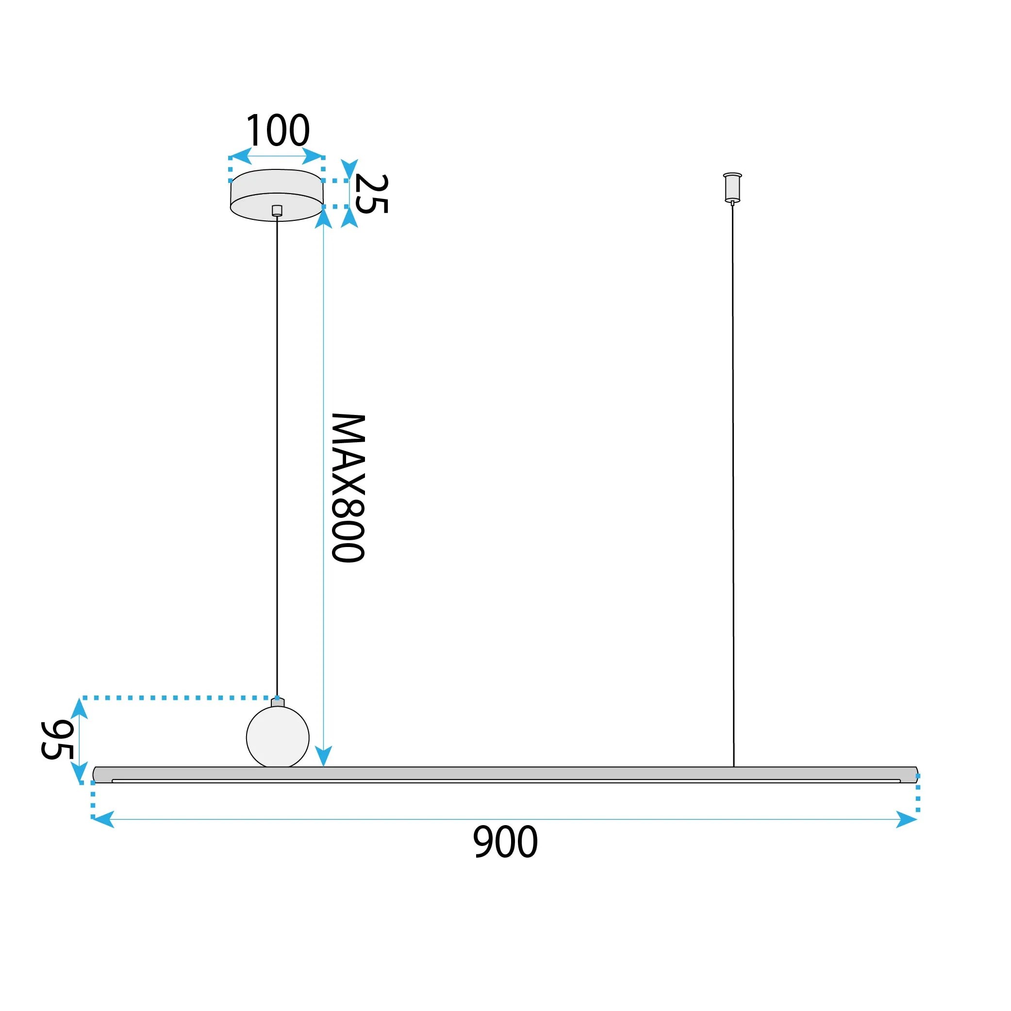 Pakabinamas šviestuvas Toolight Šviestuvas LED APP1694-CP 120 cm Gold aprašymas - Prekės nuotrauka