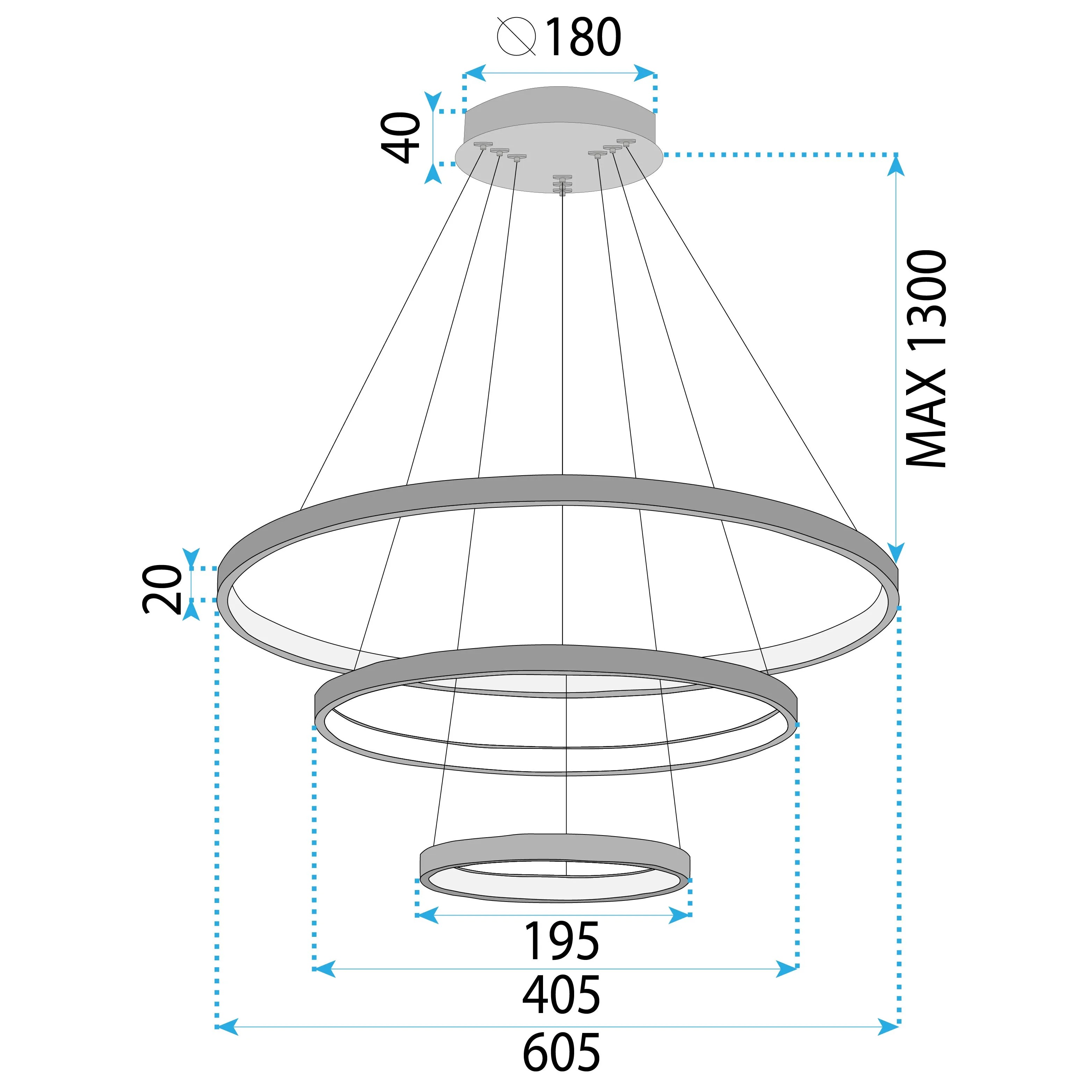 Pakabinamas šviestuvas Toolight šviestuvas LED LHJ013-CP3 Juodas aprašymas - Prekės nuotrauka