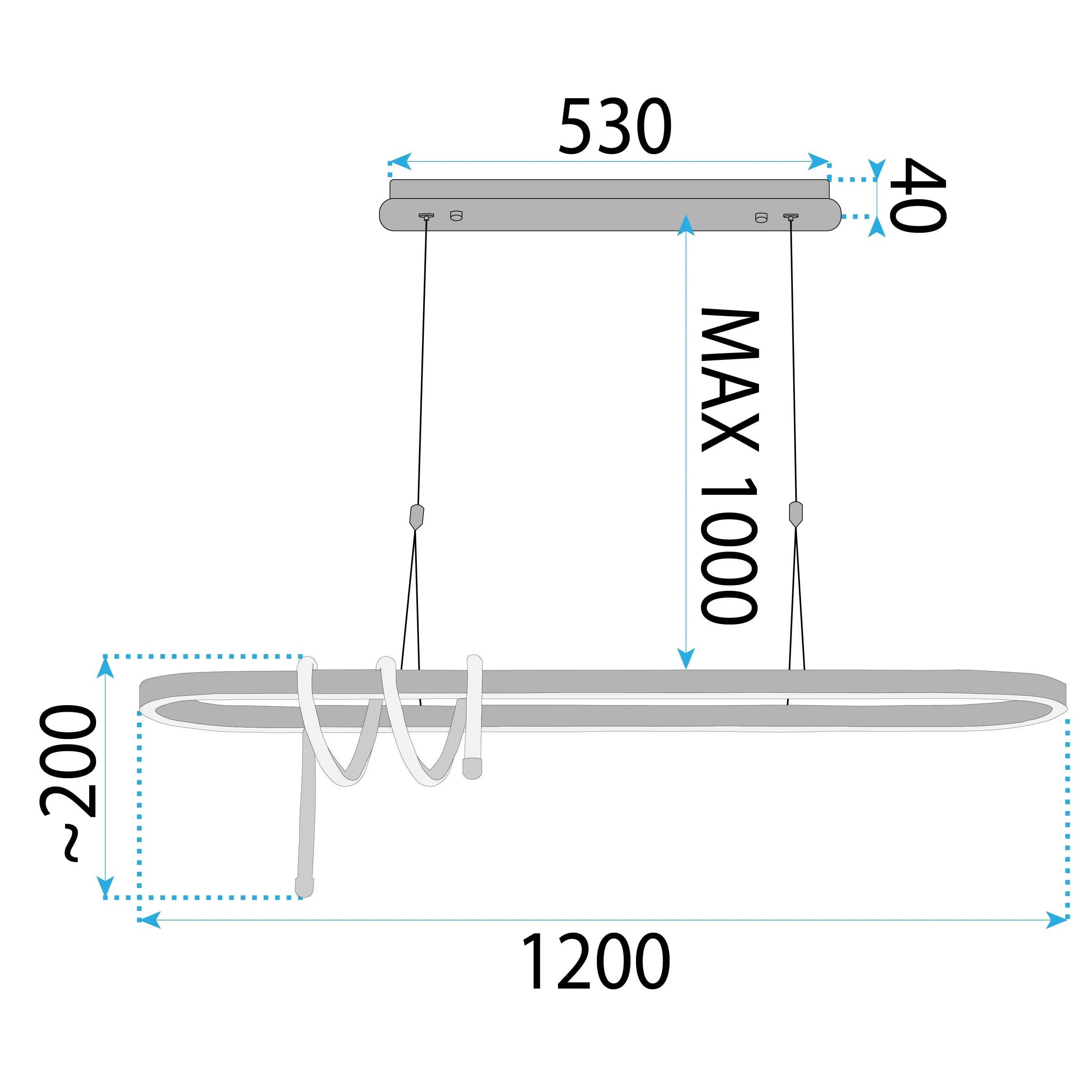 Pakabinamas šviestuvas Toolight šviestuvas LED LHJ040-CP 120 cm Juodas aprašymas - Prekės nuotrauka
