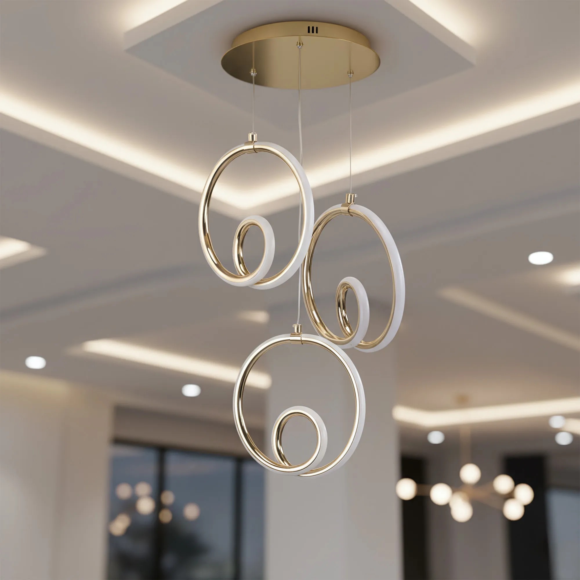 Pakabinamas šviestuvas Toolight šviestuvas LED LHJ095-3CP GOLD aprašymas - Prekės nuotrauka