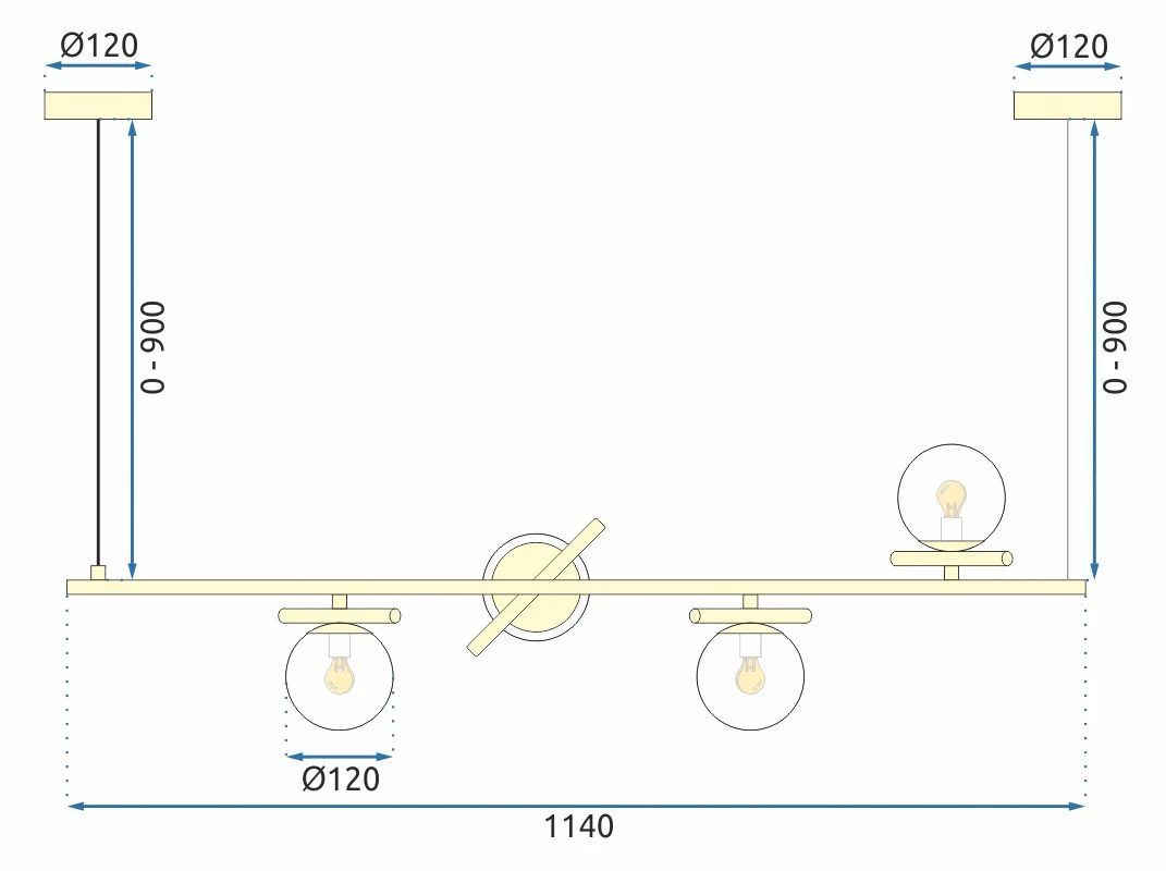 Lubinis šviestuvas Toolight Šviestuvas lubinis APP1665-4CP Gold aprašymas - Prekės nuotrauka