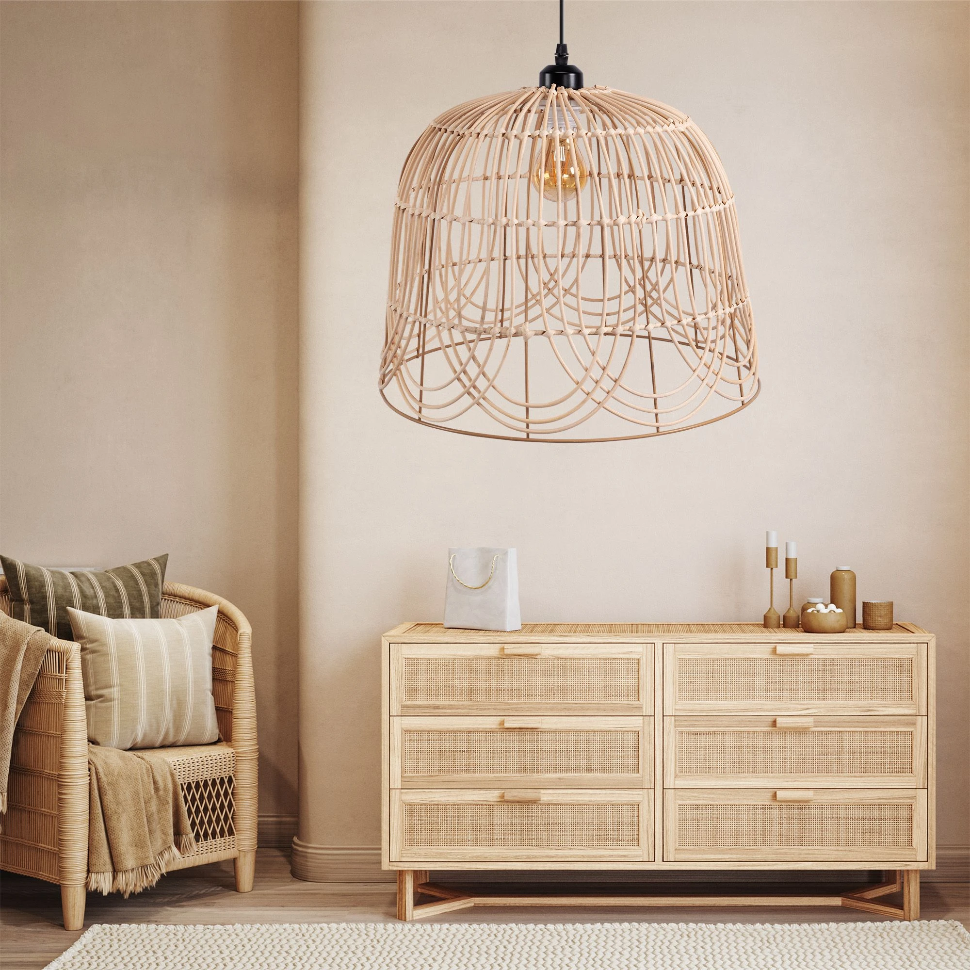 Pakabinamas šviestuvas Toolight Šviestuvas lubinis NATURAL APP1352-1CP 40 cm aprašymas - Prekės nuotrauka