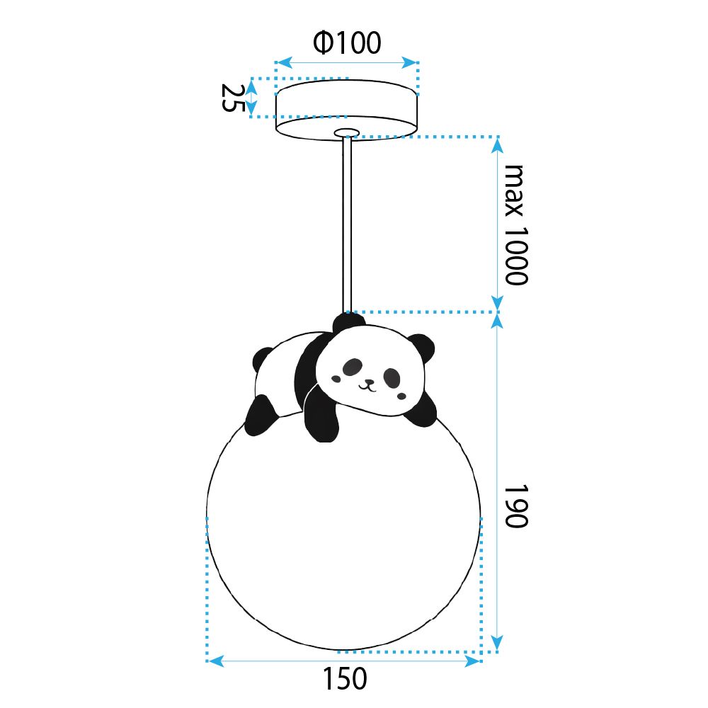 Pakabinamas šviestuvas Toolight Šviestuvas lubinis PANDA G162-1CP aprašymas - Prekės nuotrauka