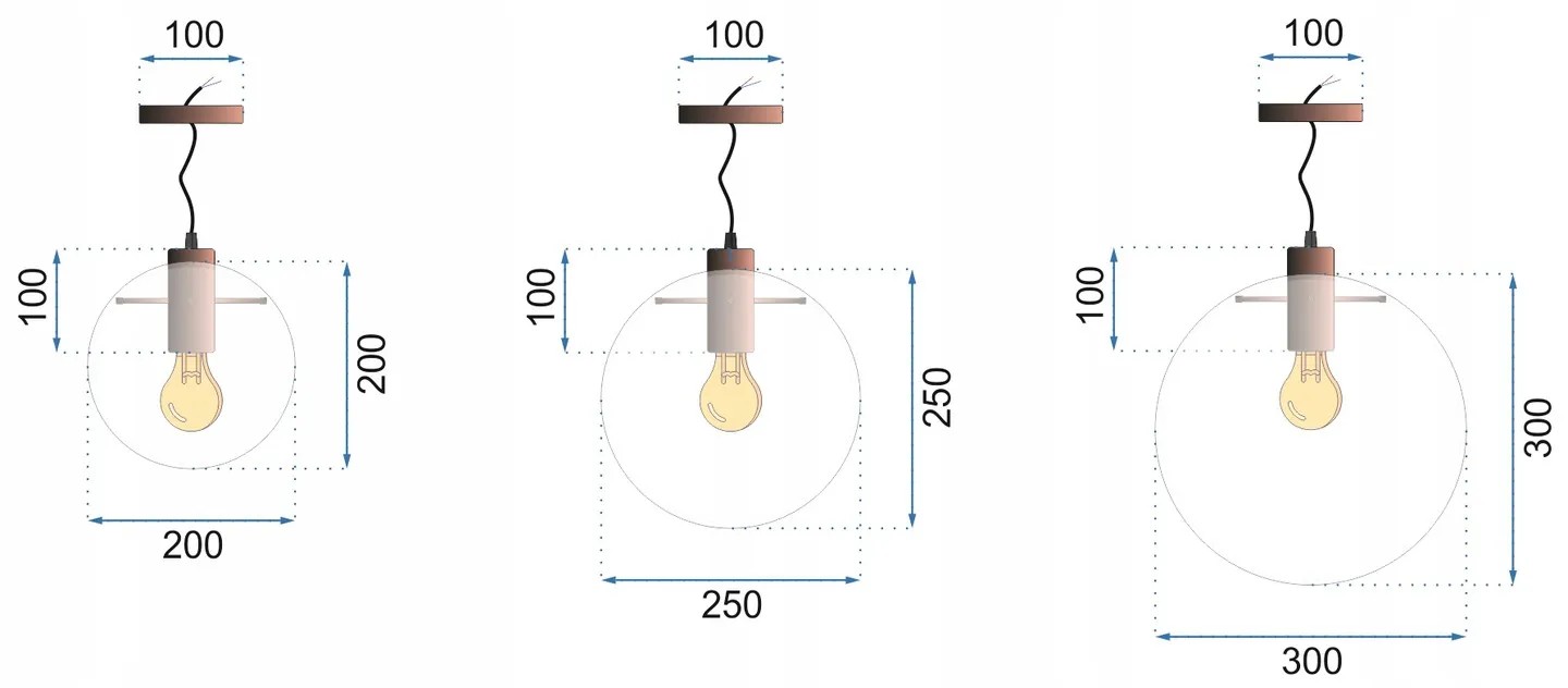 Pakabinamas šviestuvas Toolight Šviestuvas Lubinis Stiklo Lassi 20+25+30 Cm aprašymas - Prekės nuotrauka