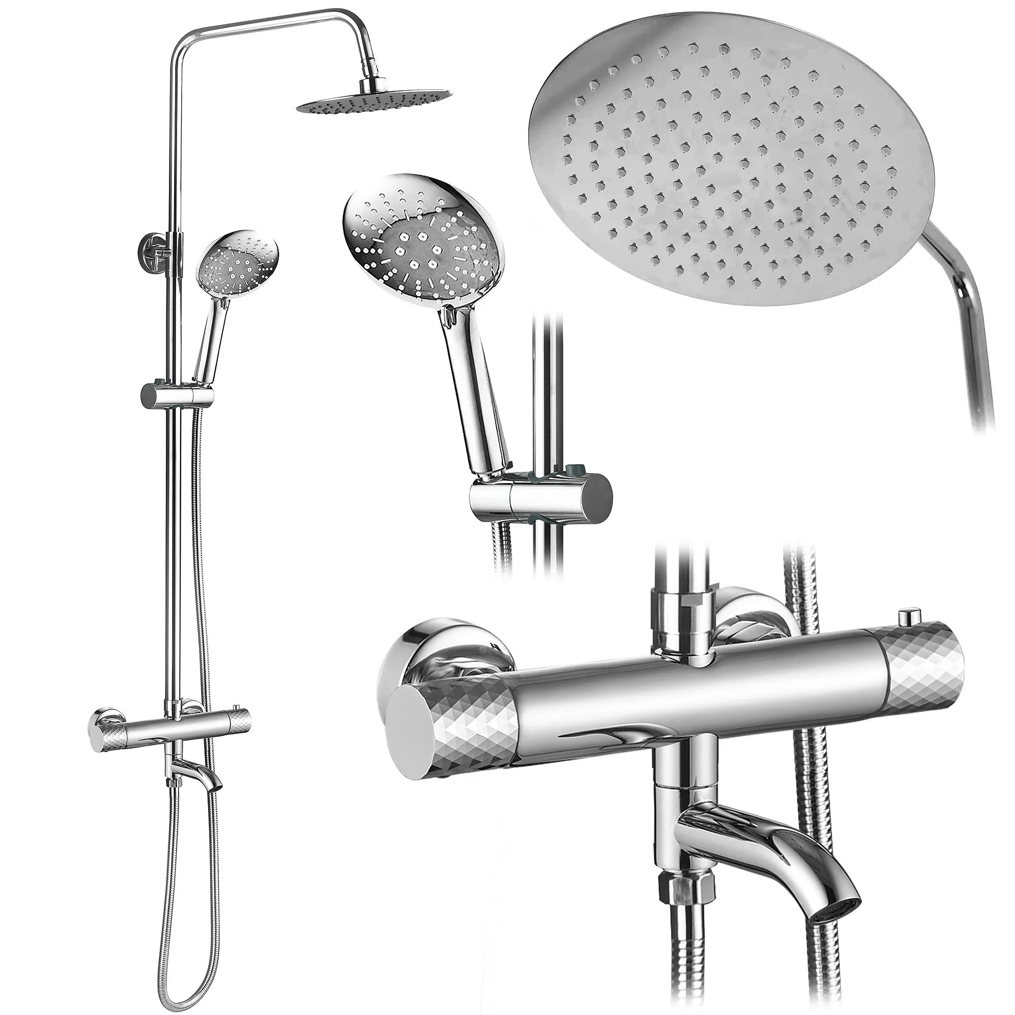 Termostatinis dušo komplektas Lungo Diamond chrome aprašymas - Prekės nuotrauka