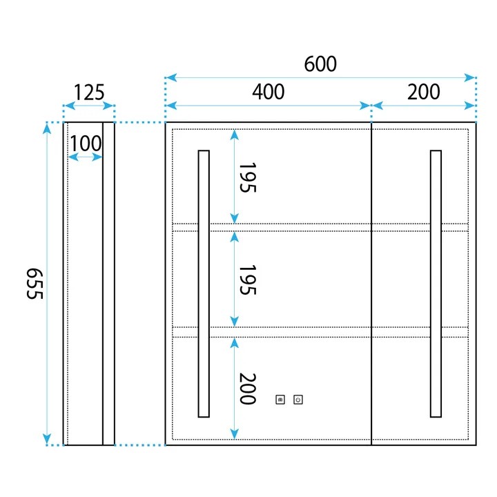rea Veidrodinė Spintelė Su Led Apšvietimu M1015-60 60x65 aprašymas - Prekės nuotrauka