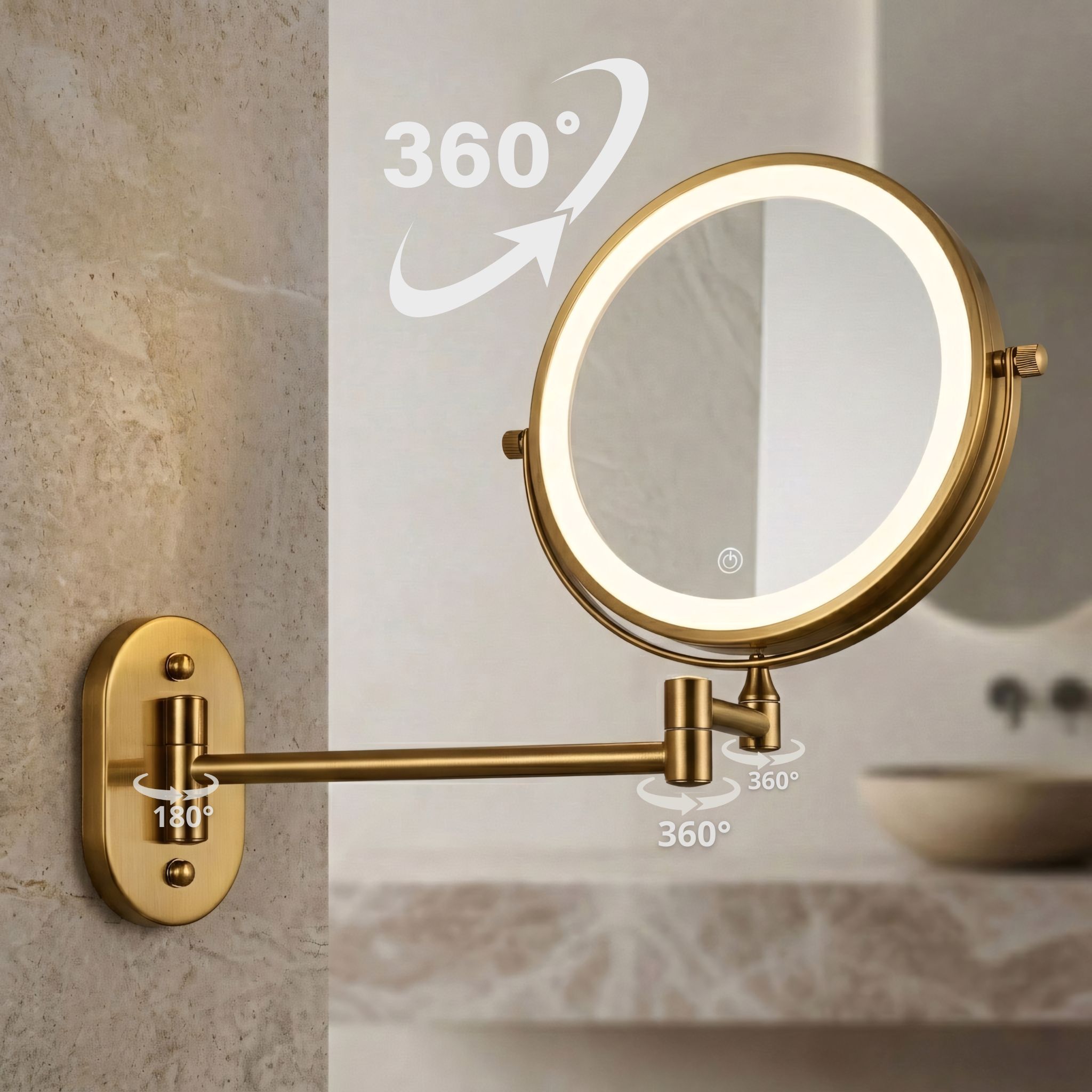 rea Veidrodis LED Glow Old Gold aprašymas - Prekės nuotrauka
